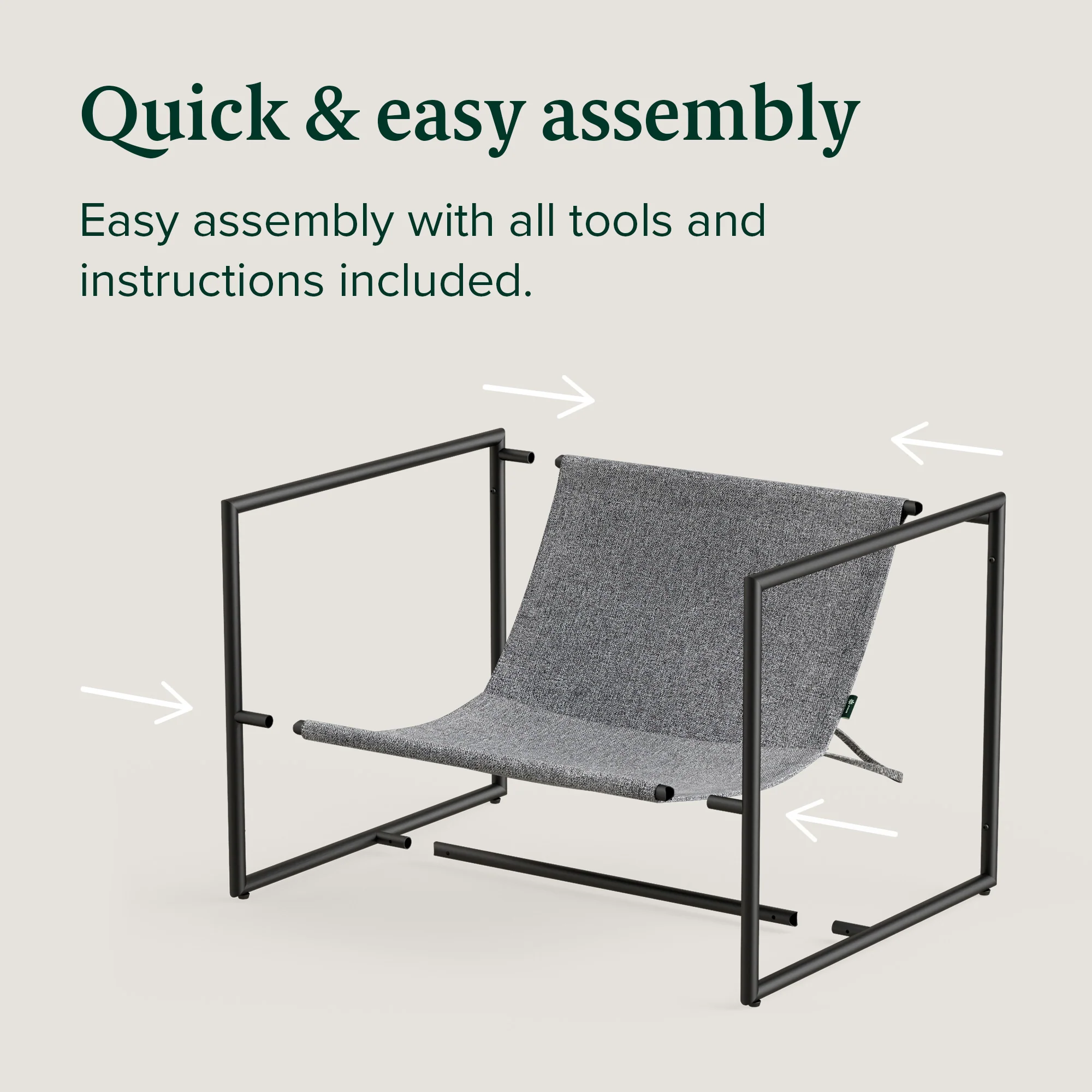 Aidan Sling Accent Chair - Light Grey - Image 4