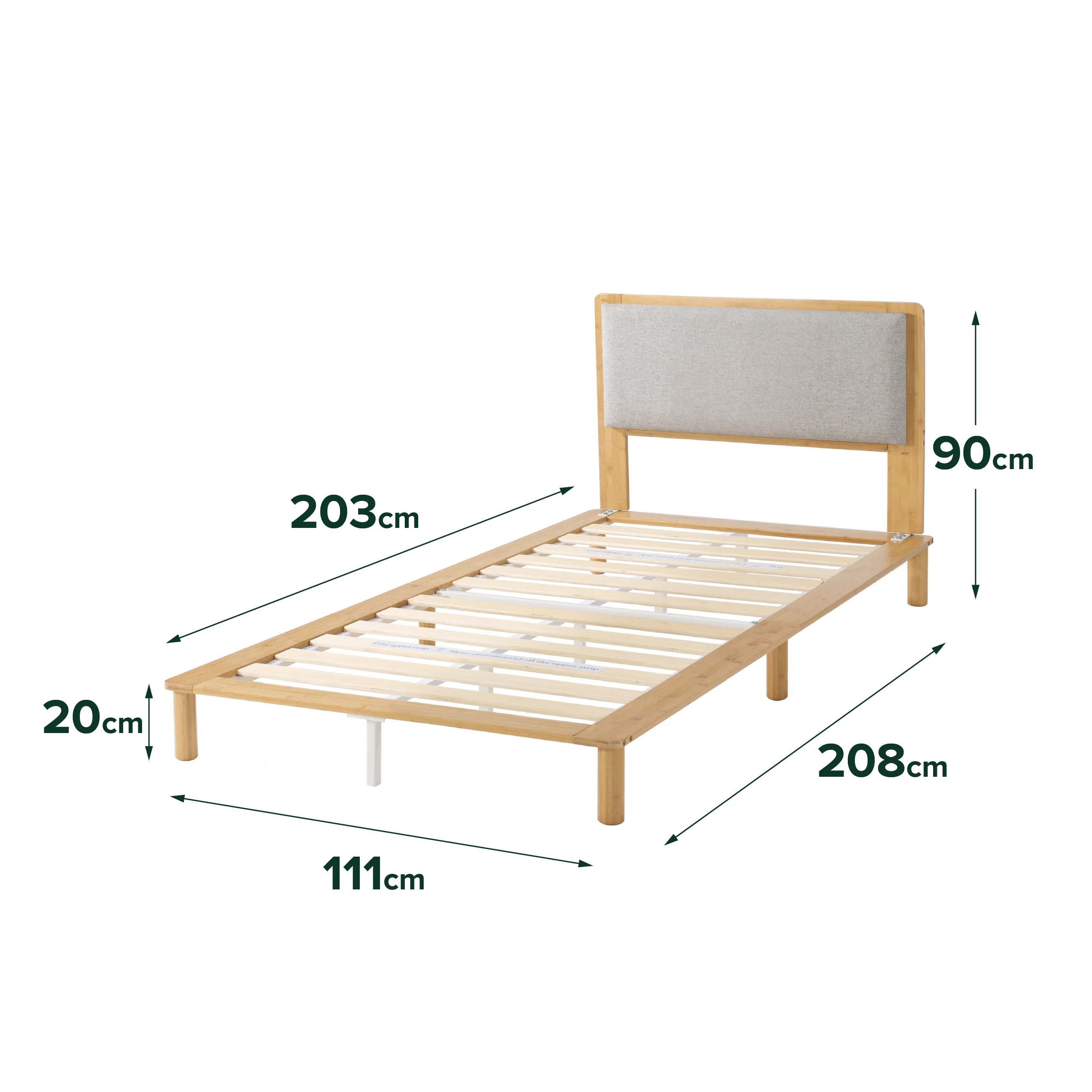 Arden Grey Fabric Bamboo Bed Frame - Image 4