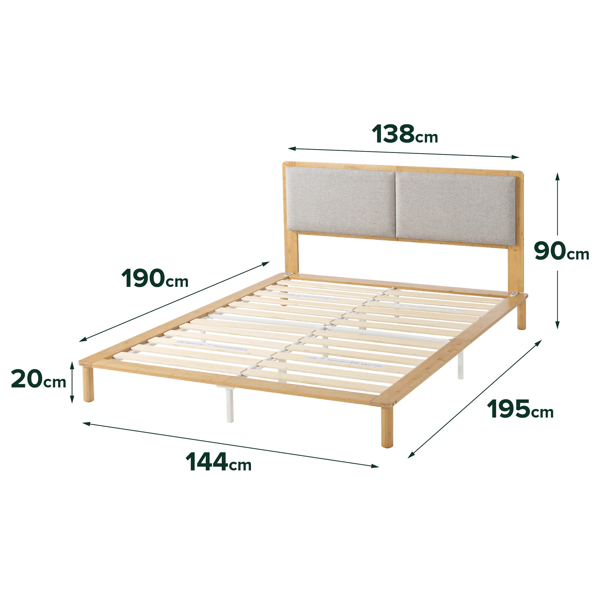Arden Grey Fabric Bamboo Bed Frame - Image 5