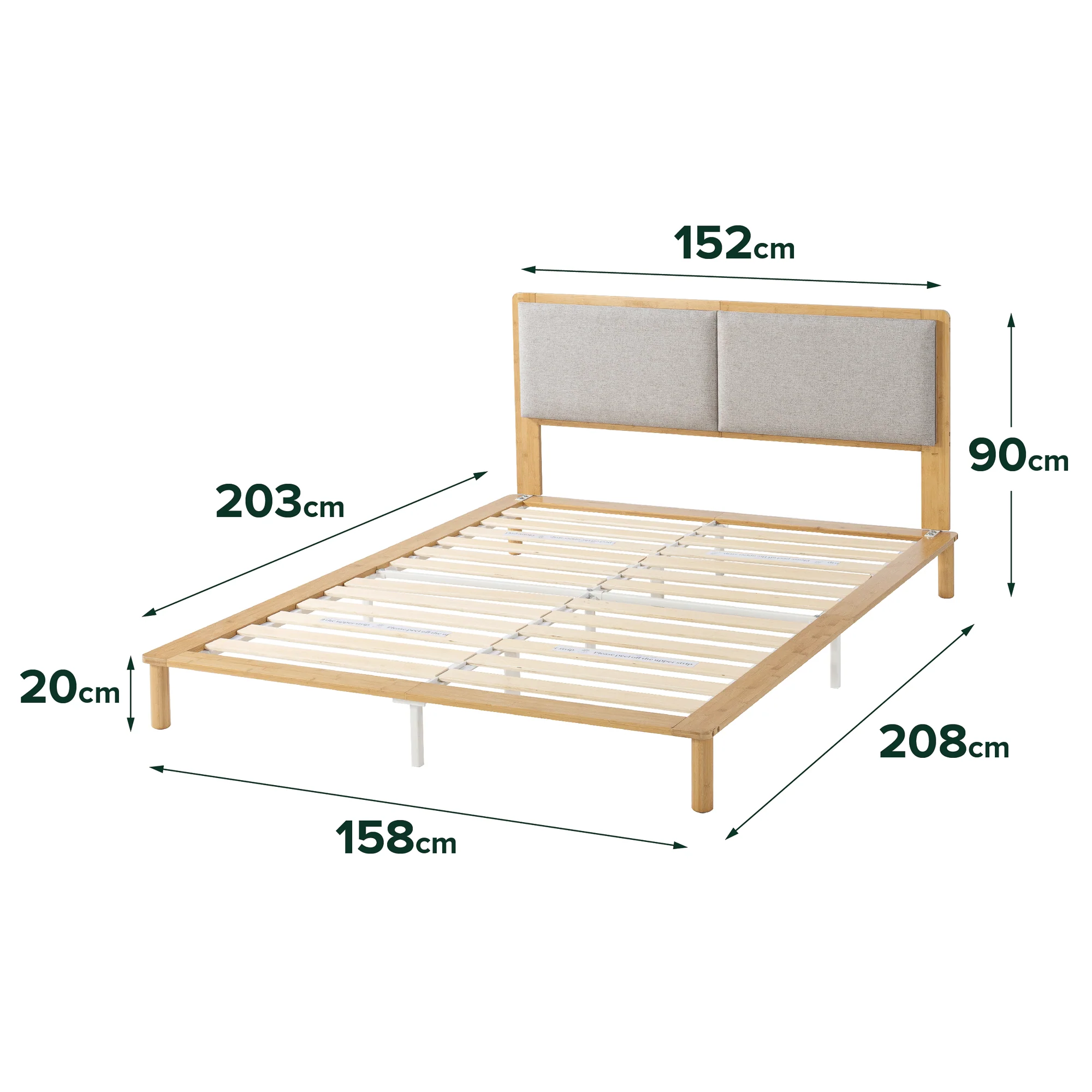 Arden Grey Fabric Bamboo Bed Frame - Image 6