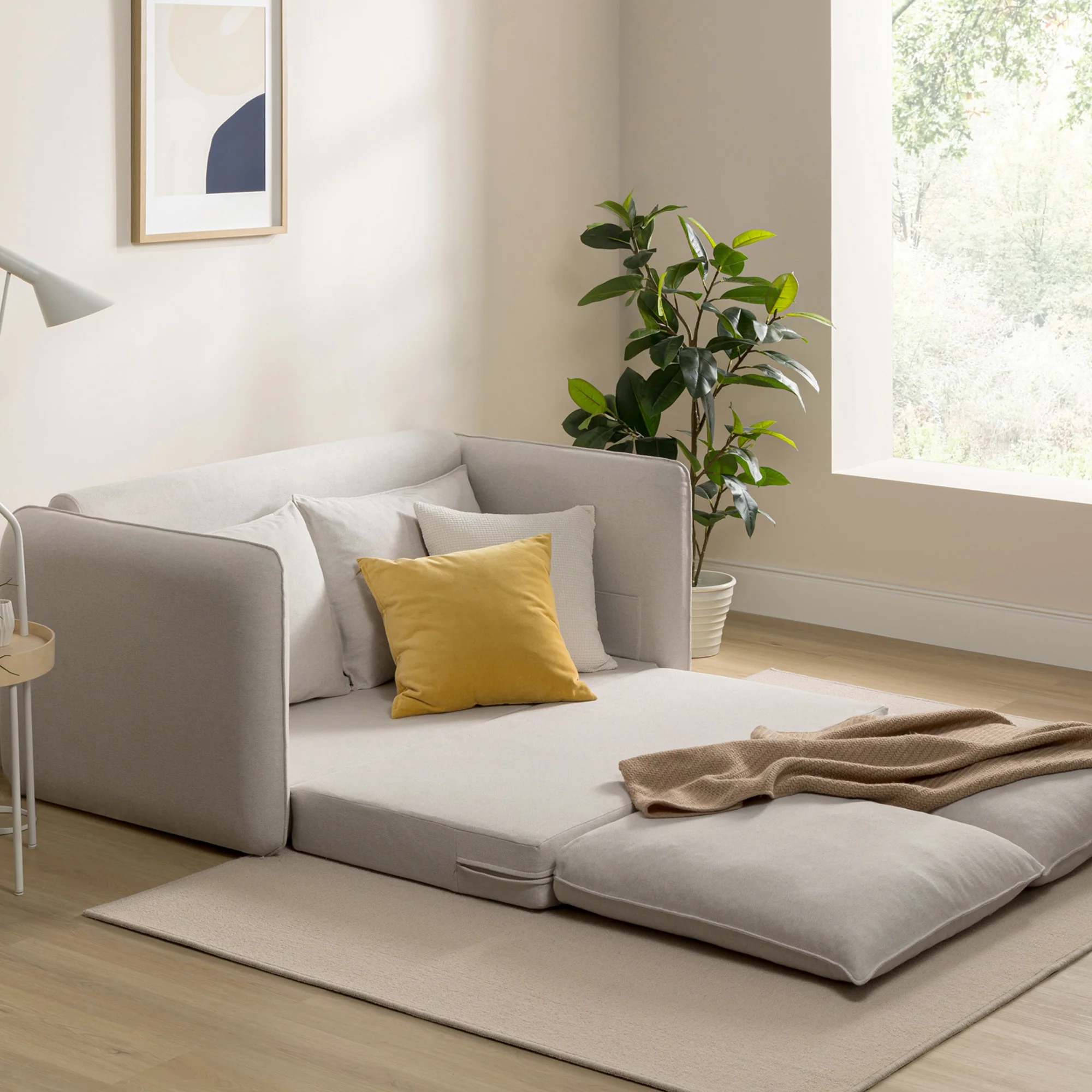Cody Sleeper Sofa - Ivory White - Image 4