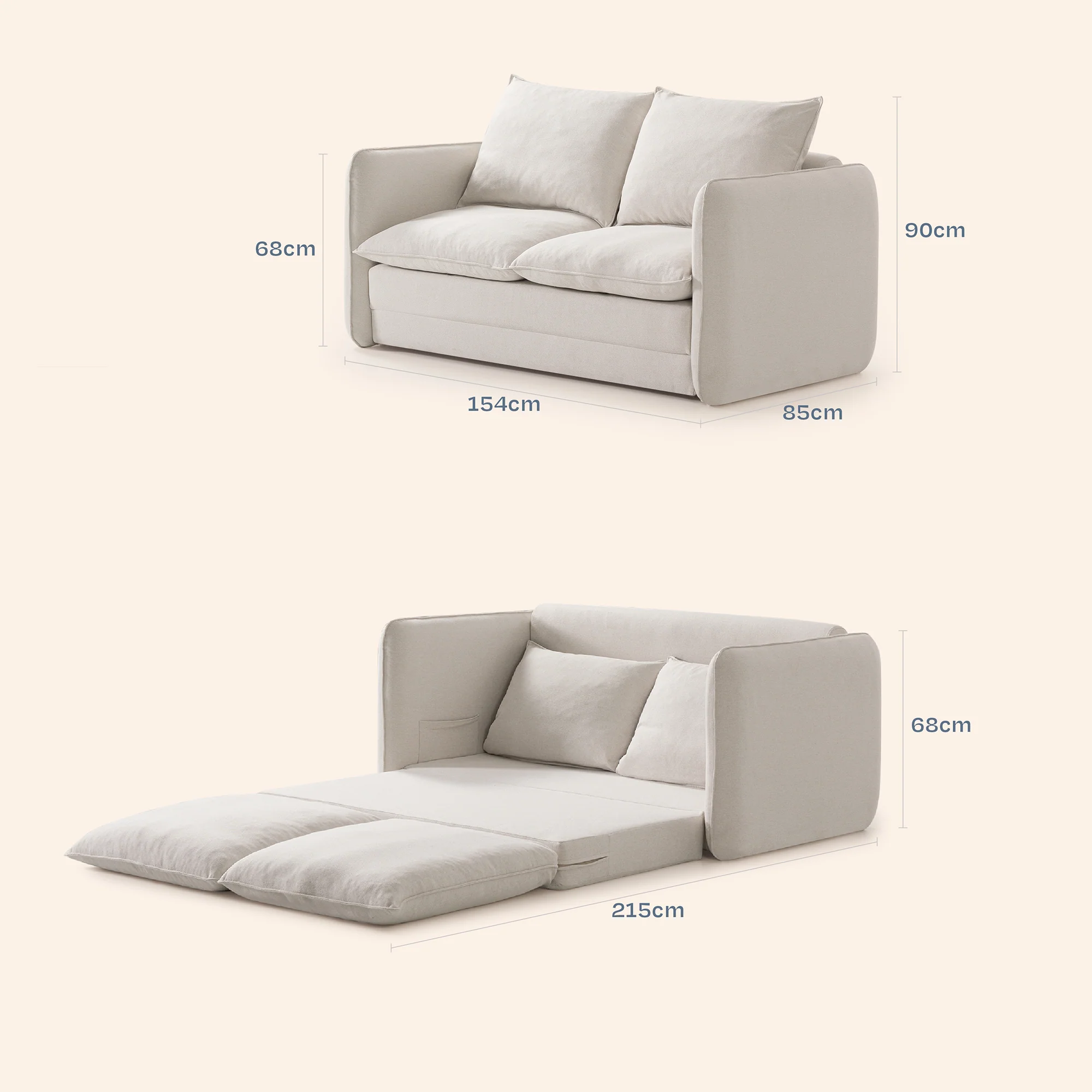 Cody Sleeper Sofa - Ivory White - Image 5