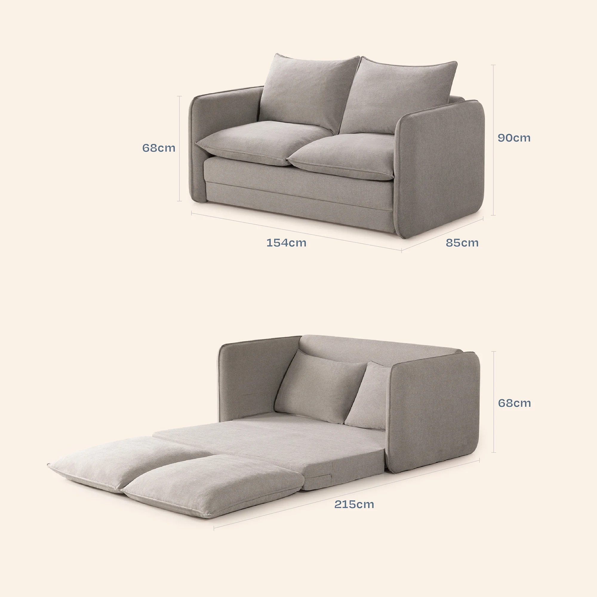 Cody Sleeper Sofa - Grey - Image 2