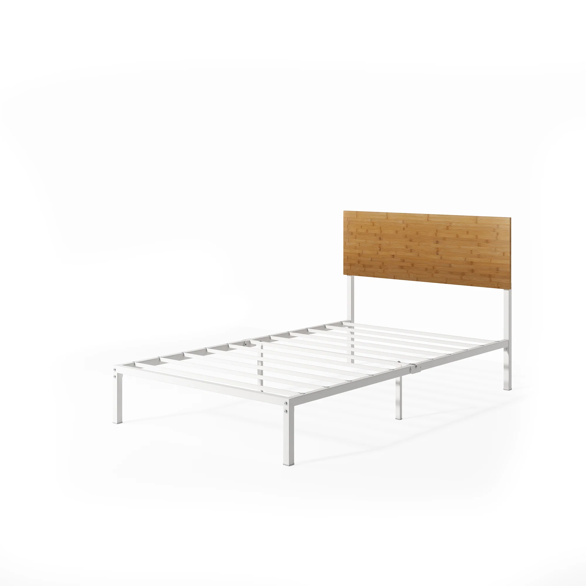 Figari Bamboo & Metal Bed Frame with Adjustable Headboard - White - Image 14