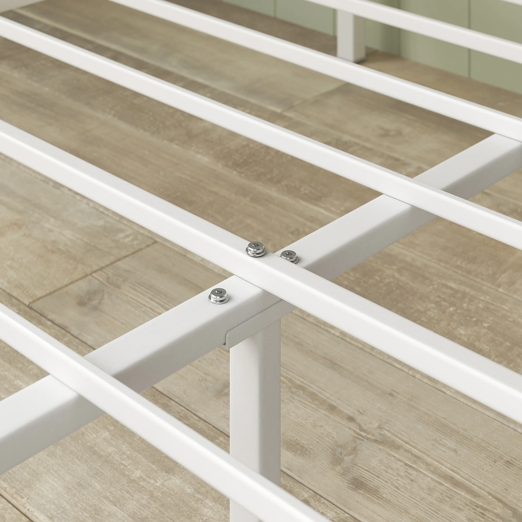 Figari Bamboo & Metal Bed Frame with Adjustable Headboard - White - Image 7