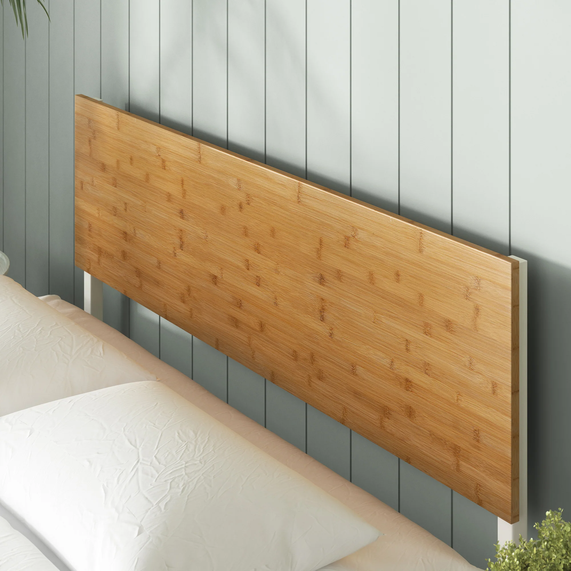 Figari Bamboo & Metal Bed Frame with Adjustable Headboard - White - Image 8