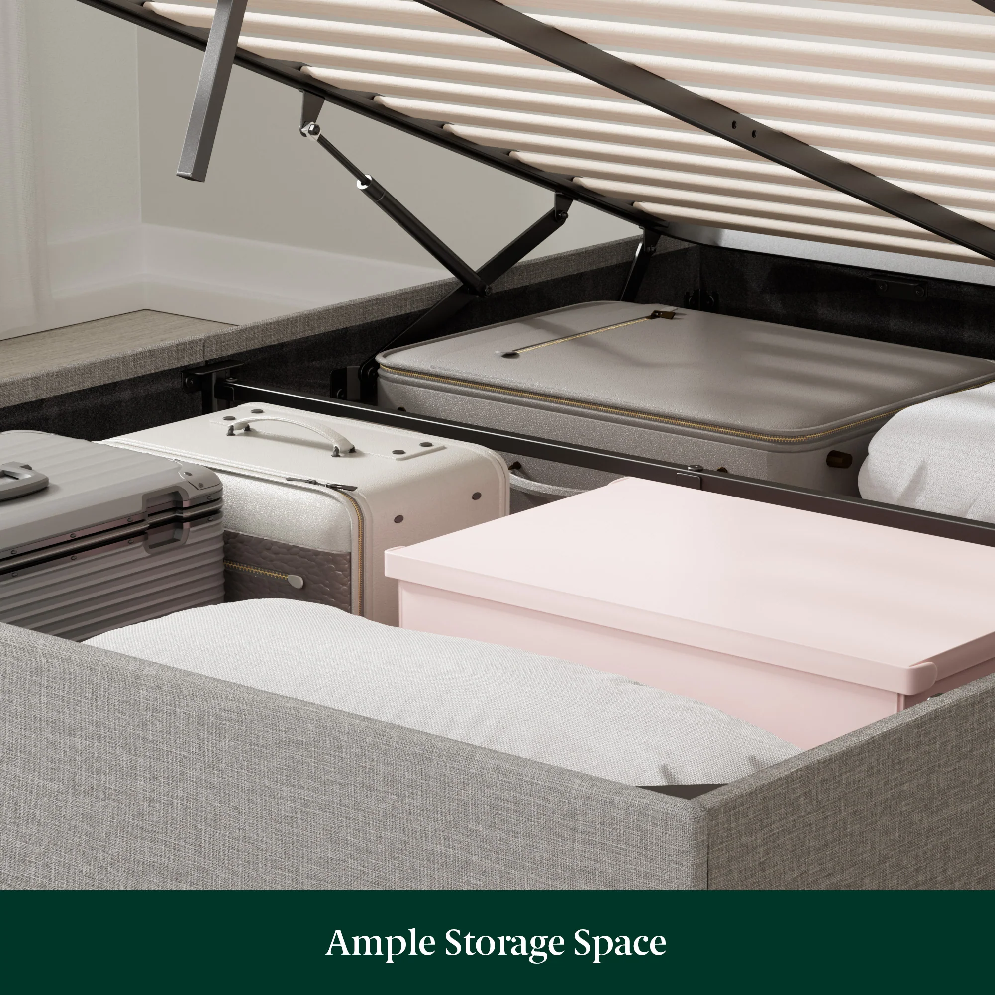 Gas Lift Storage Bed Base - Light Grey - Image 10