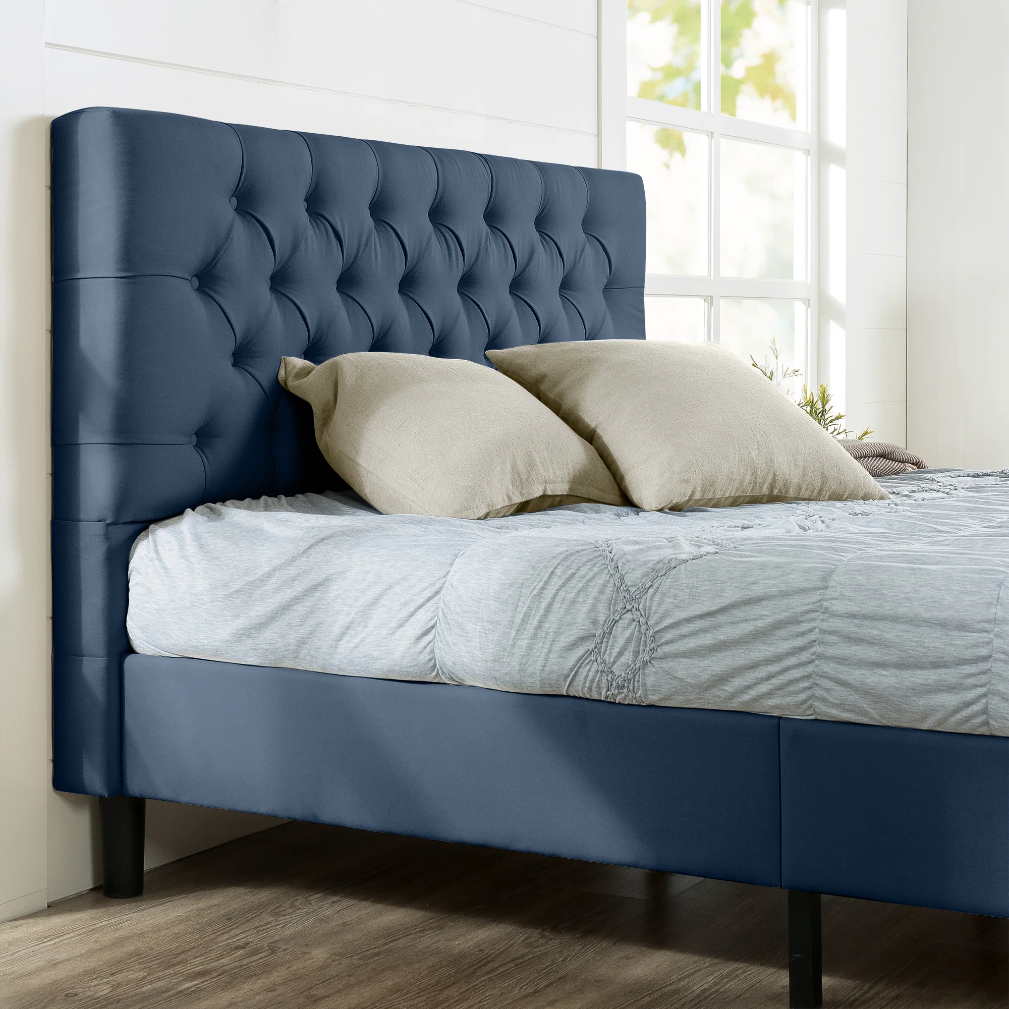 Harper Navy Tufted Bed Frame - Image 4