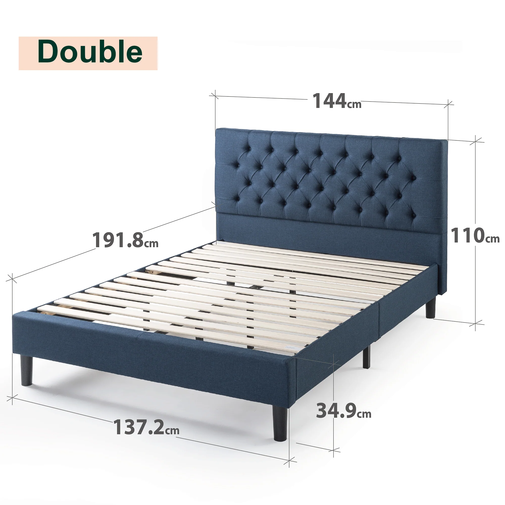 Harper Navy Tufted Bed Frame - Image 6