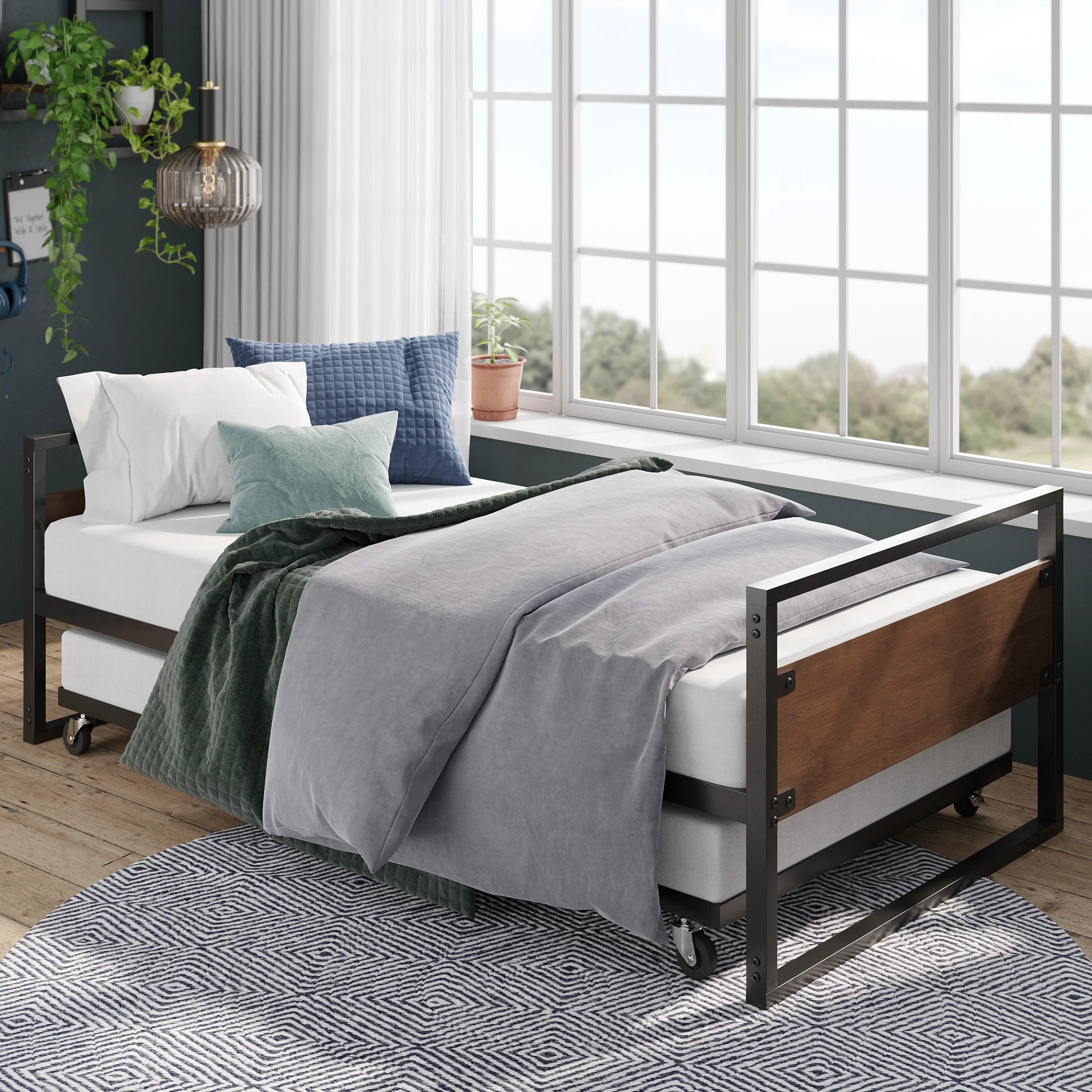 Ironline Single Day Bed with Trundle - Image 3