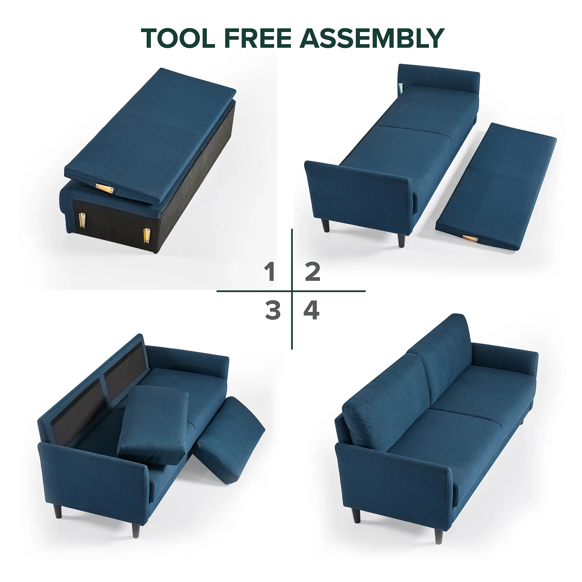 Jackie Classic 3 Seater Sofa - Blue Weave - Image 10