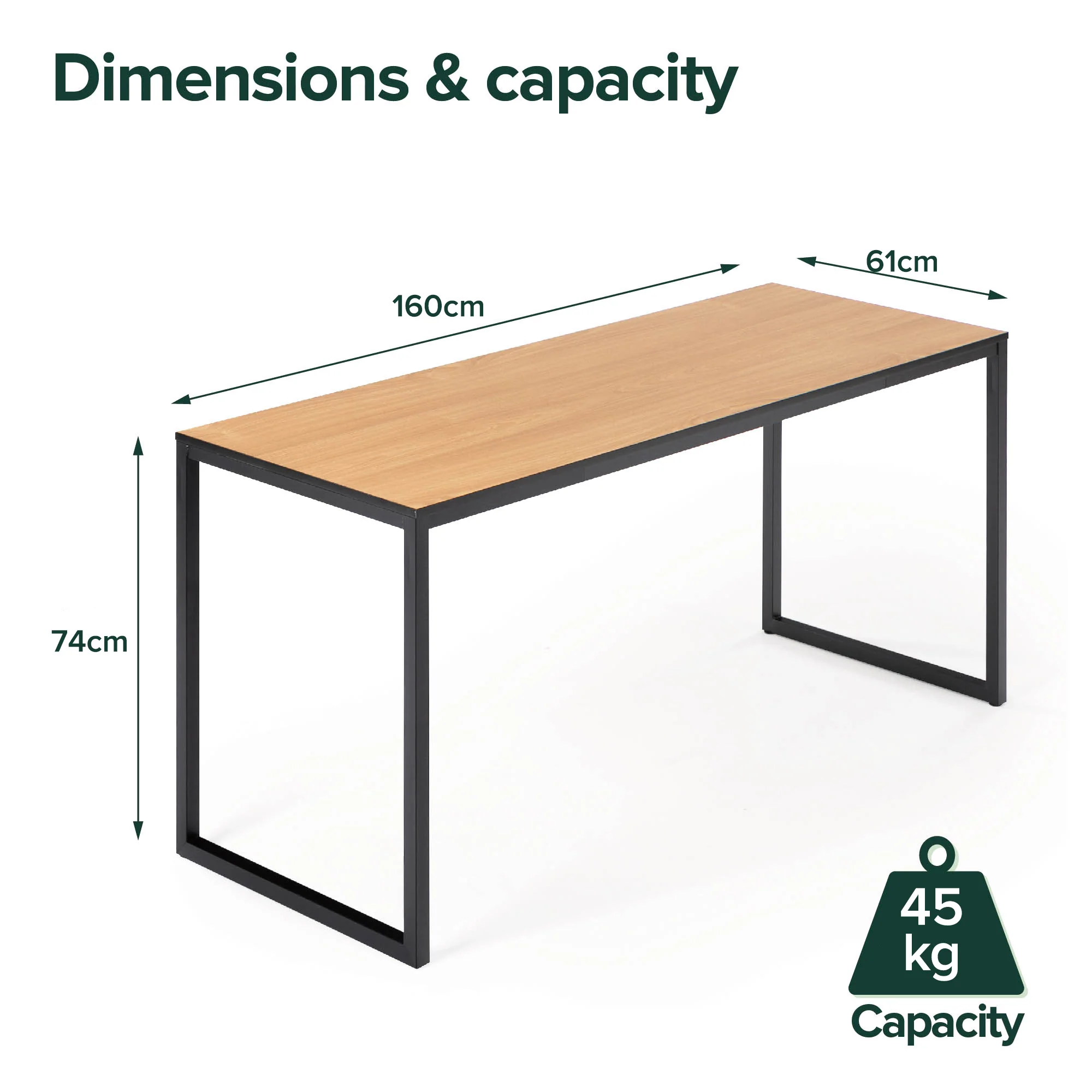 Jennifer Modern Home Office Desk - Brown 160cm - Image 8