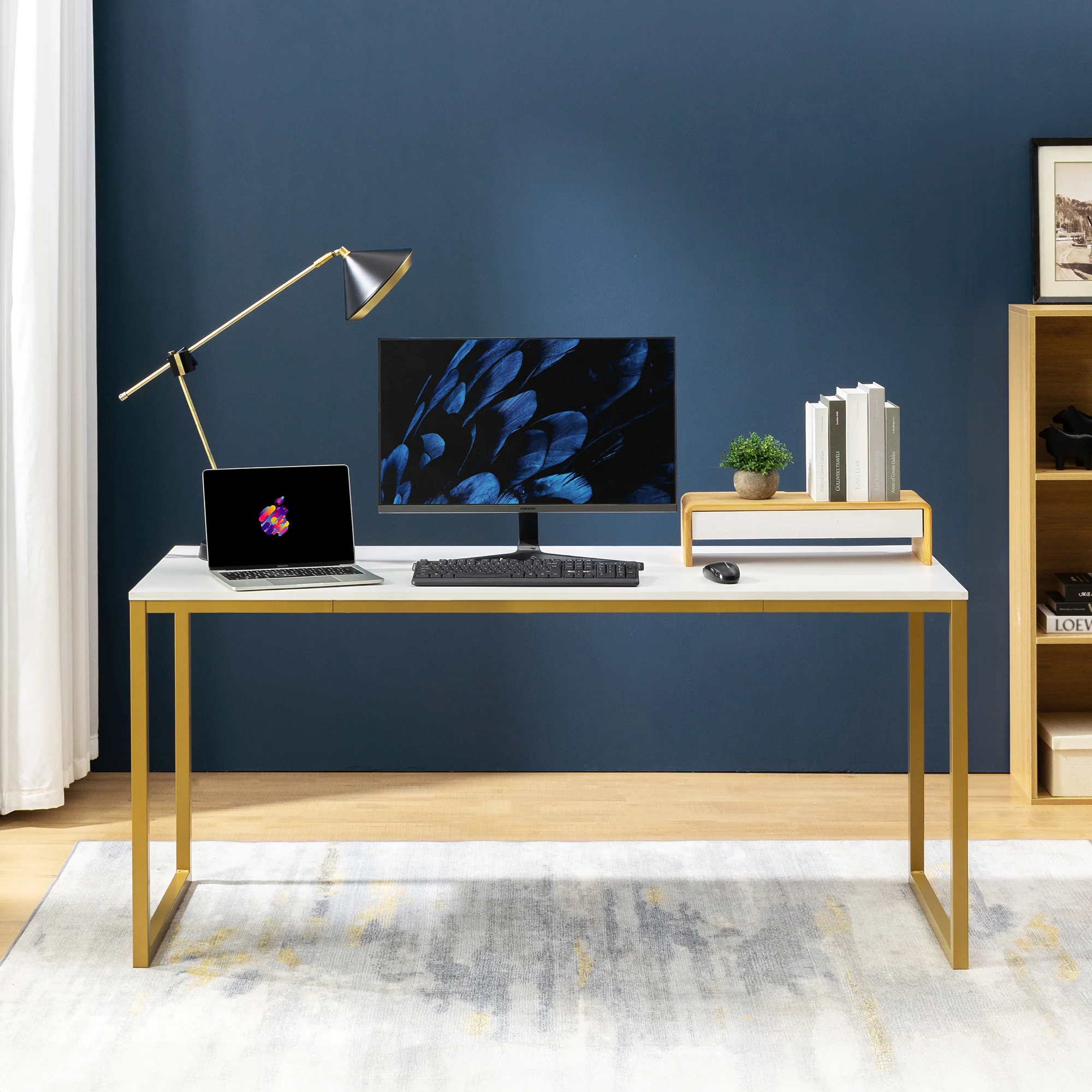 Jennifer Modern Home Office Desk - Gold 160cm - Image 3