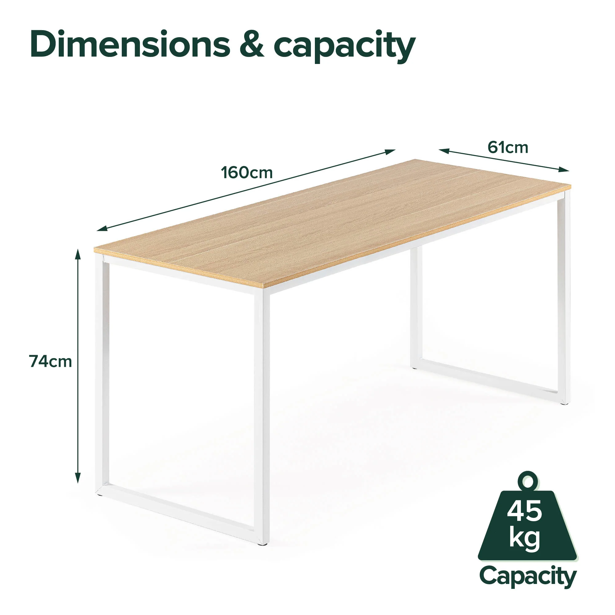Jennifer Modern Home Office Desk - Natural 160cm - Image 4