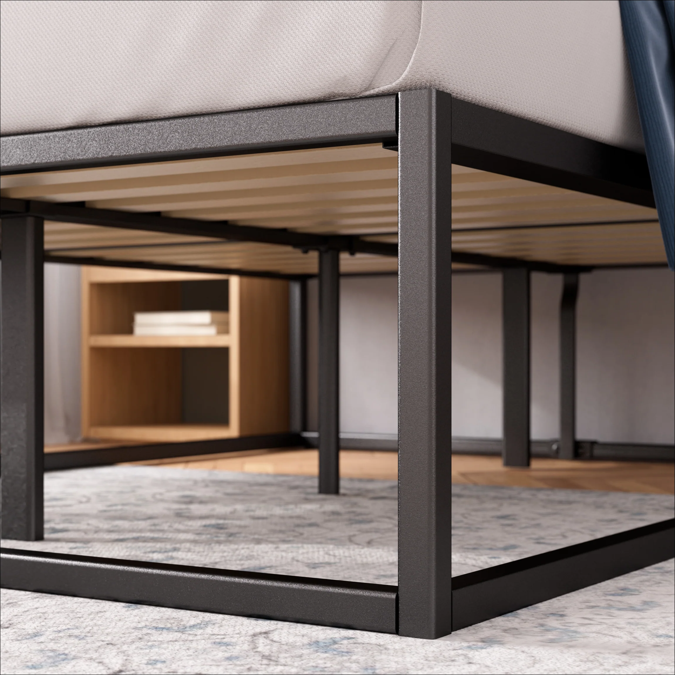 Joseph Metal High Base Bed Frame - Black - Image 5