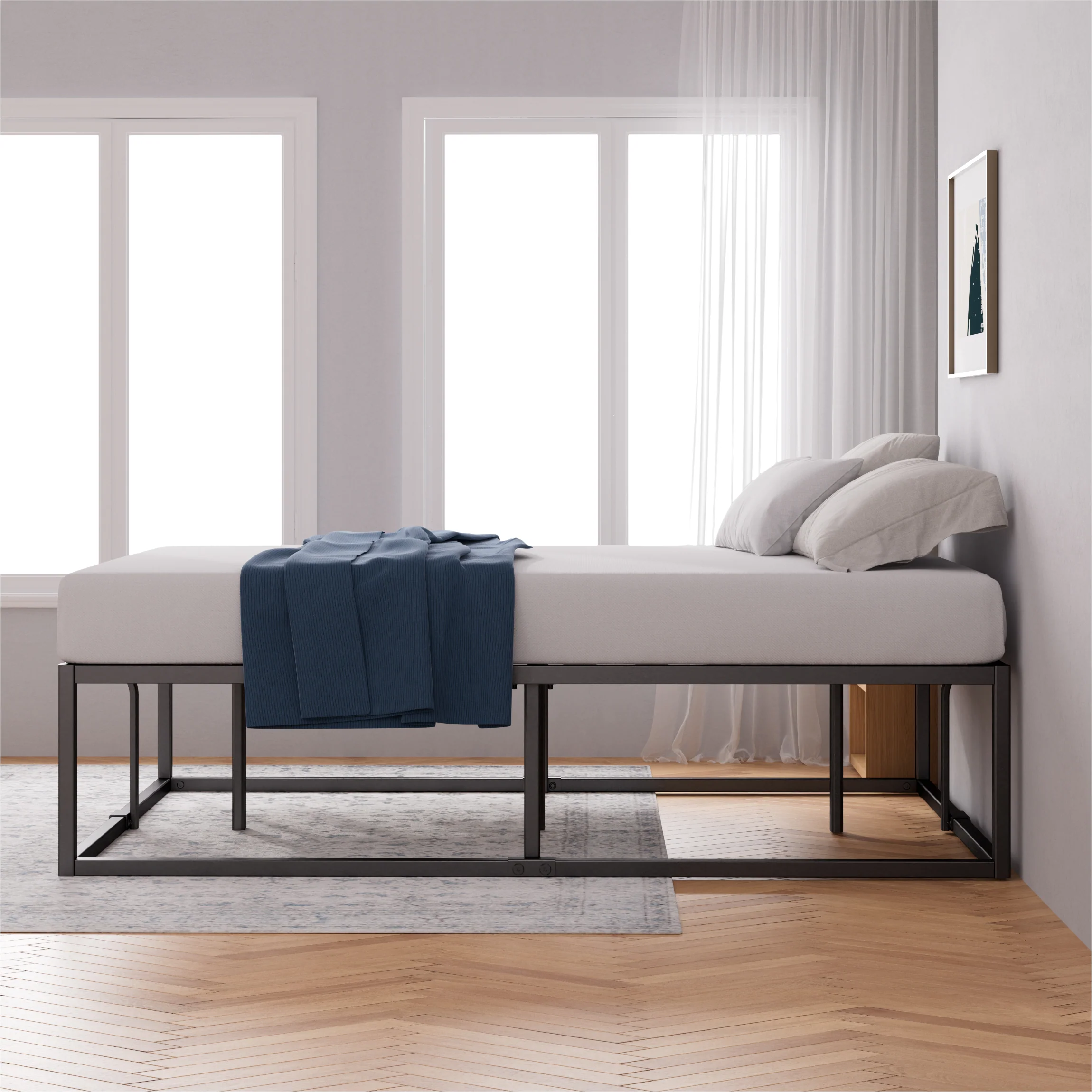 Joseph Metal High Base Bed Frame - Black - Image 3