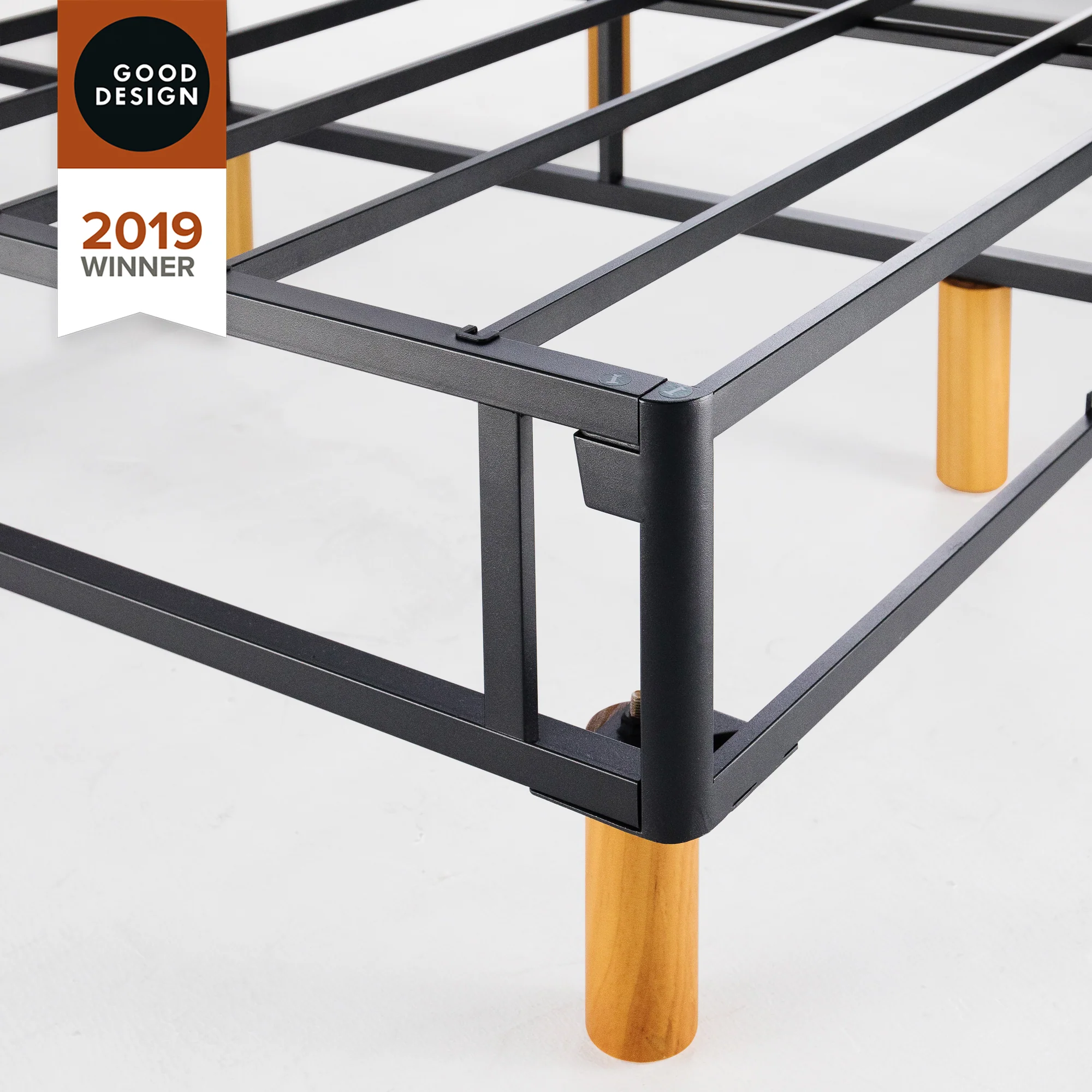 Justina Bed Base Frame – Upholstered Look, Bolt-Free Design - Image 4