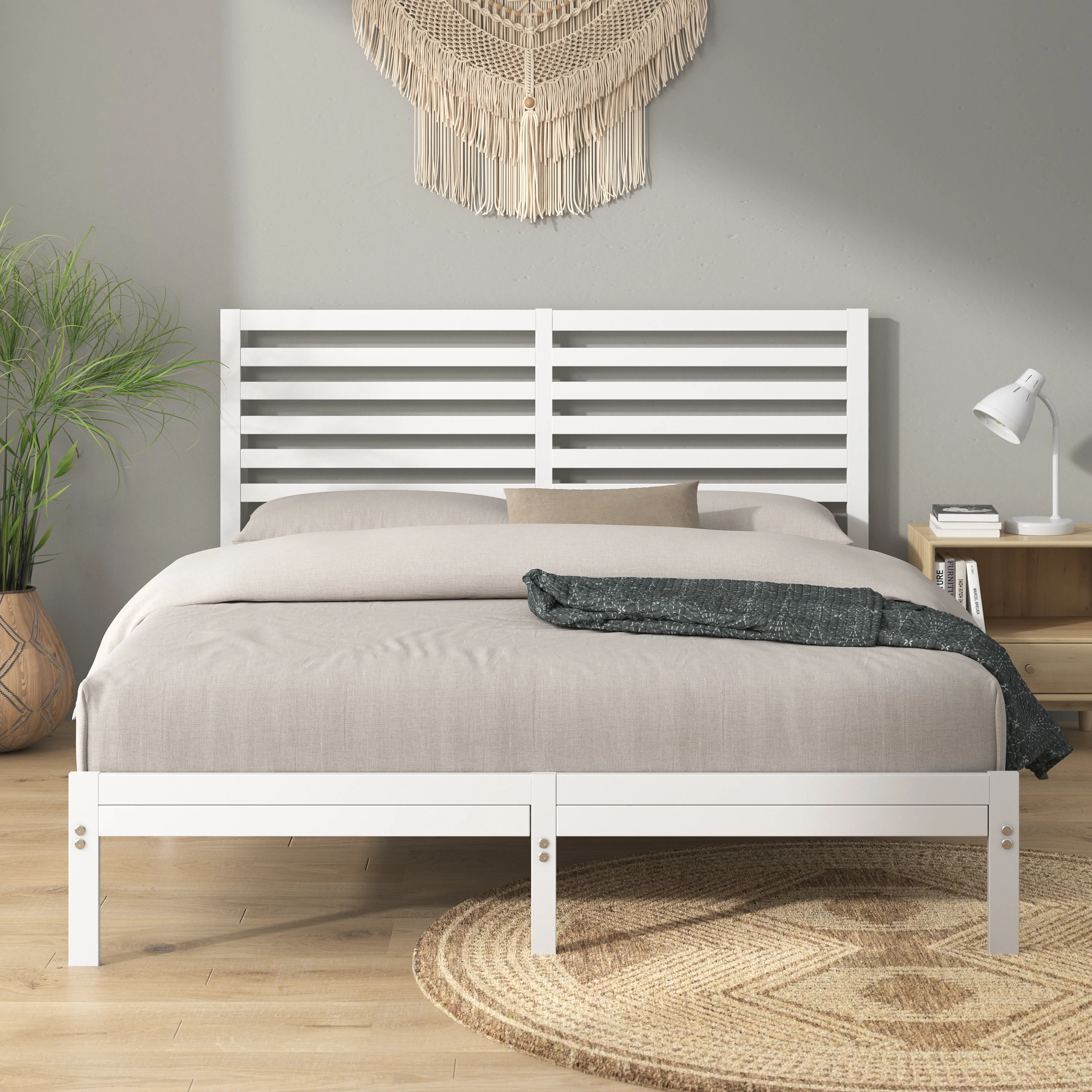 Kai Bamboo & Metal Bed Frame - White