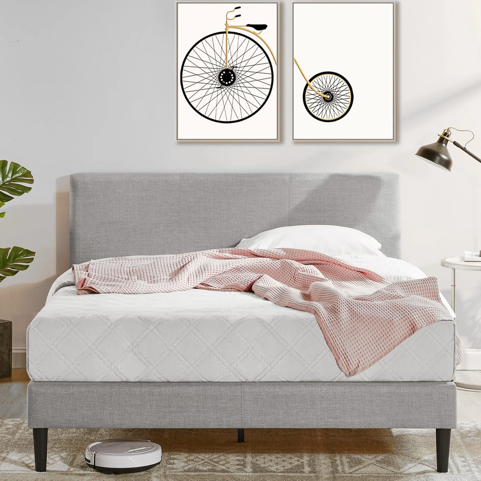 Liam Fabric Bed Frame -  Light Grey