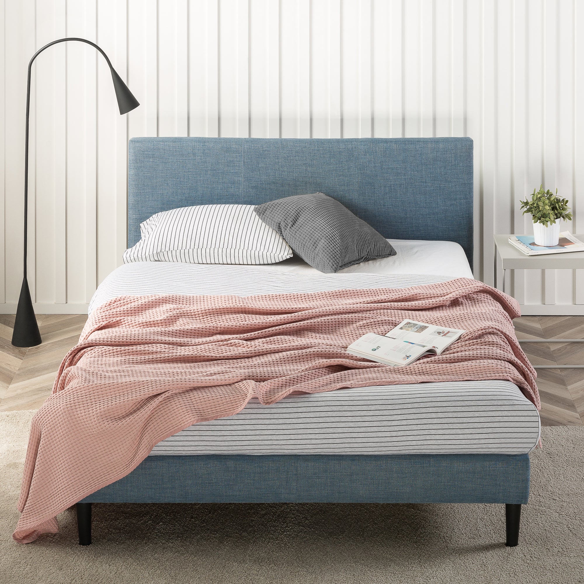 Liam Fabric Bed Frame -  Light Grey - Image 2