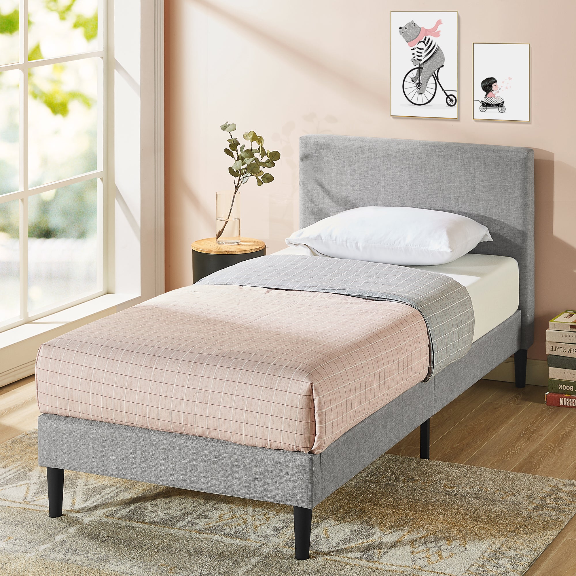 Liam Fabric Bed Frame -  Light Grey - Image 4