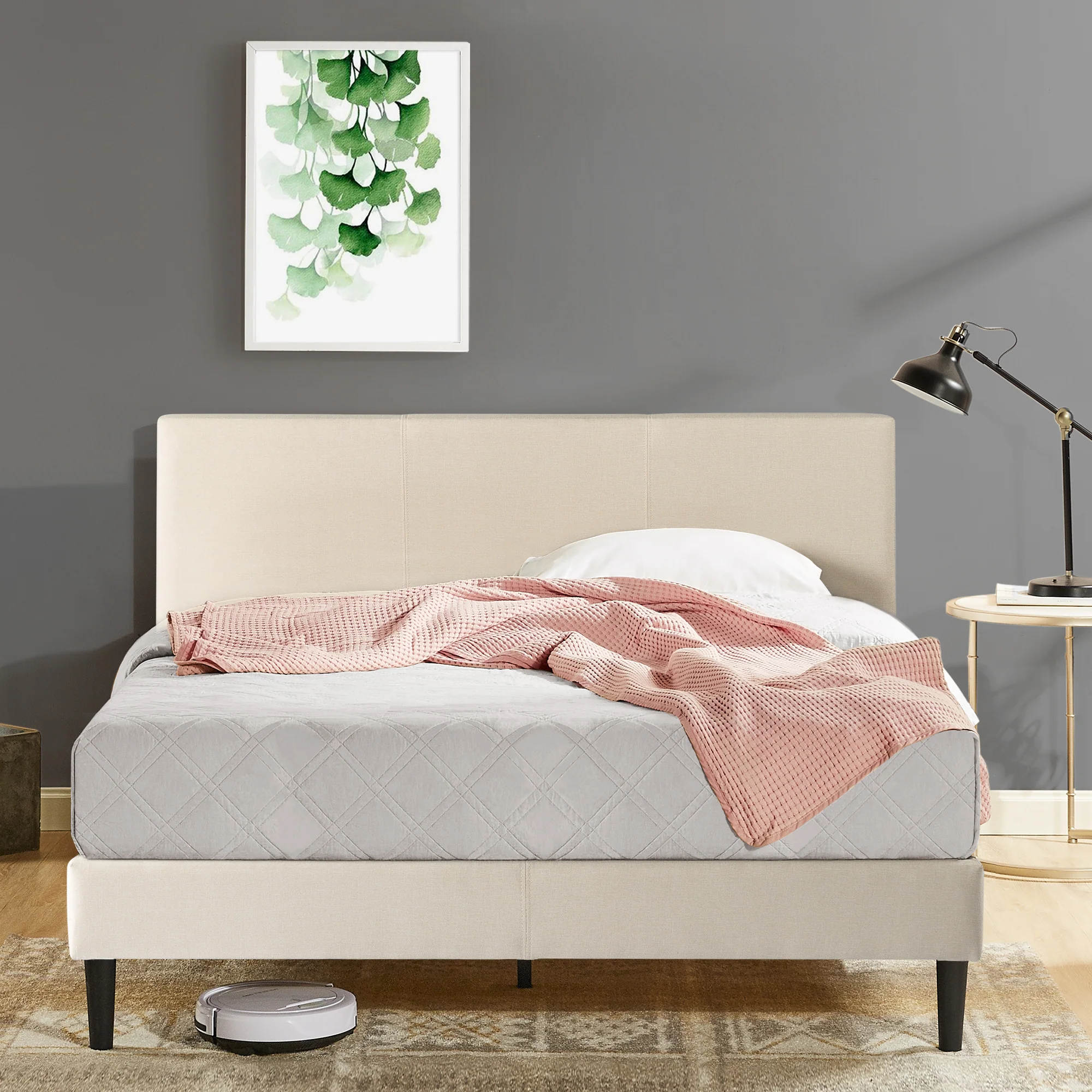 Liam Fabric Bed Frame -  Light Grey - Image 3