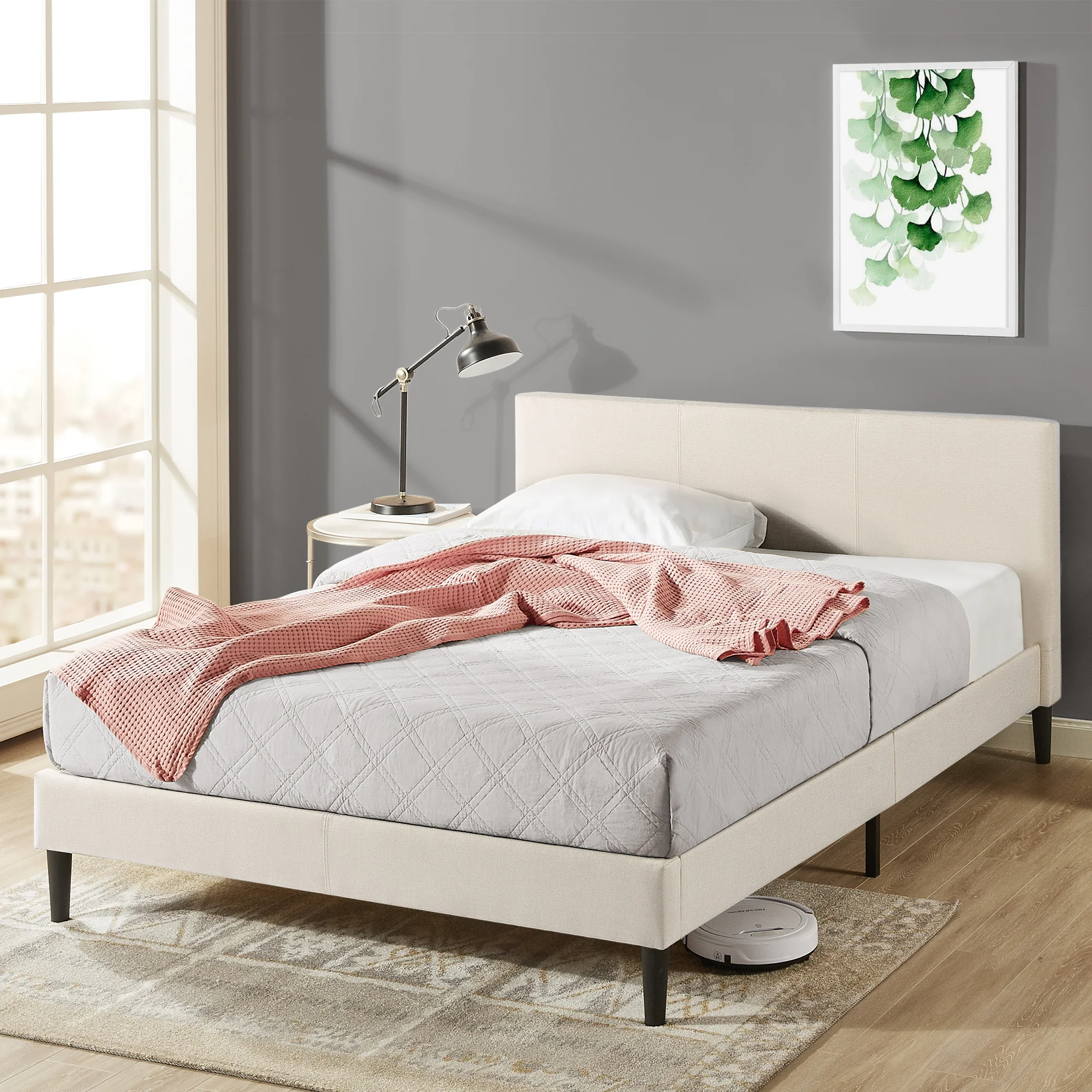 Liam Fabric Bed Frame - Beige - Image 2