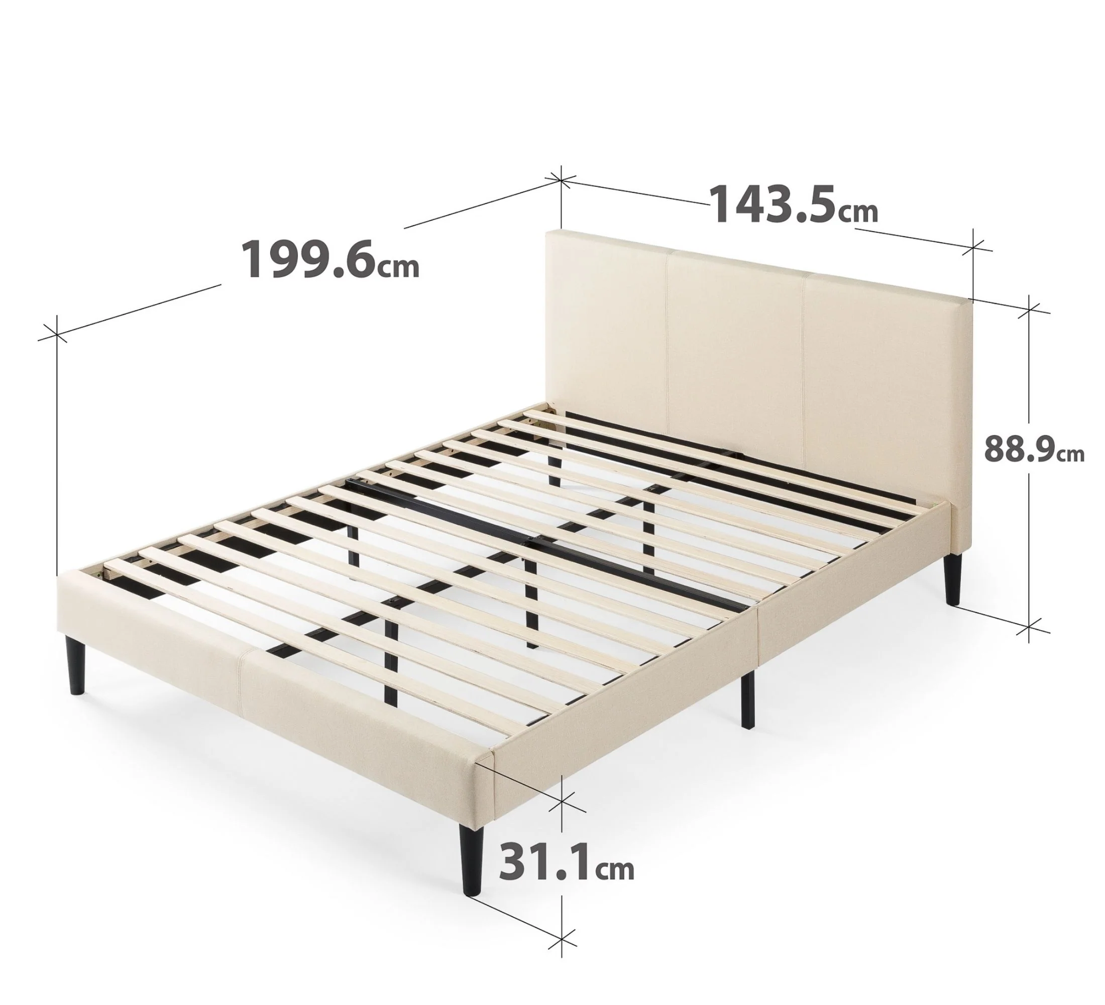 Liam Fabric Bed Frame - Beige - Image 3