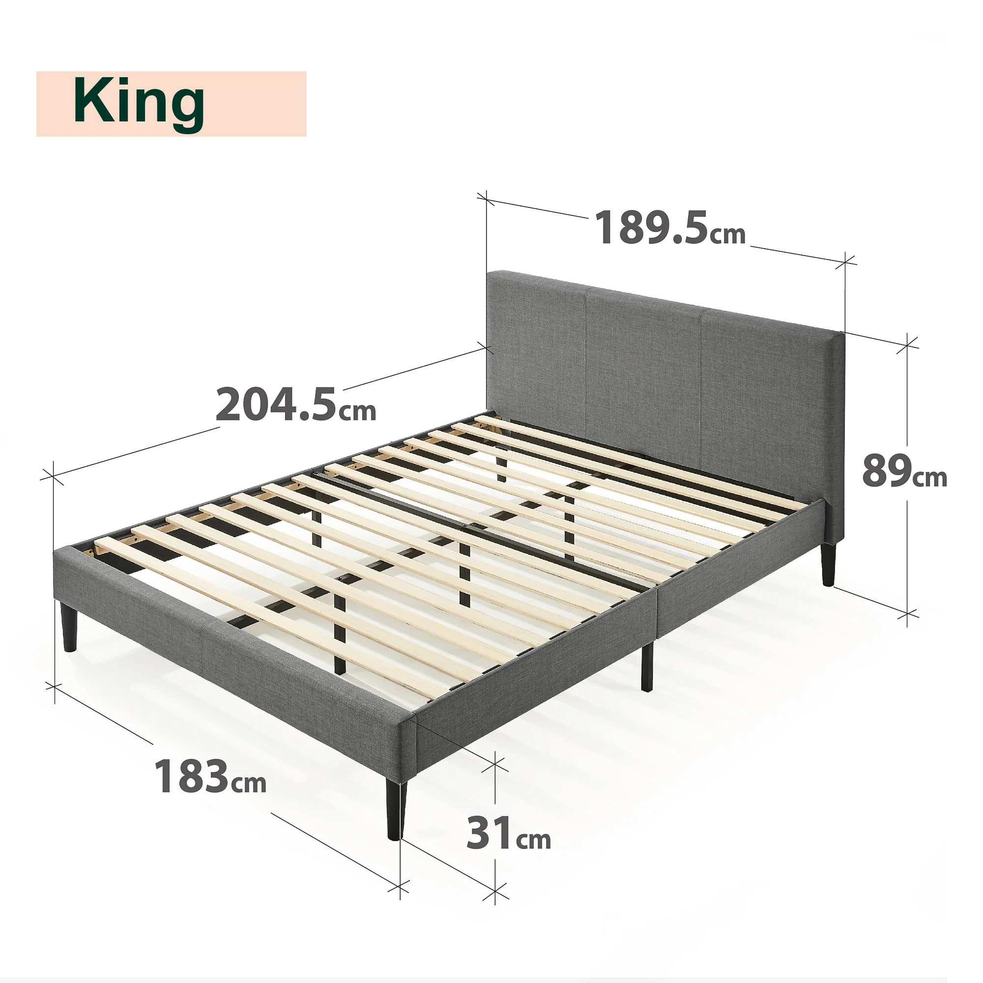 Liam Bed Frame - Dark Grey - Image 3