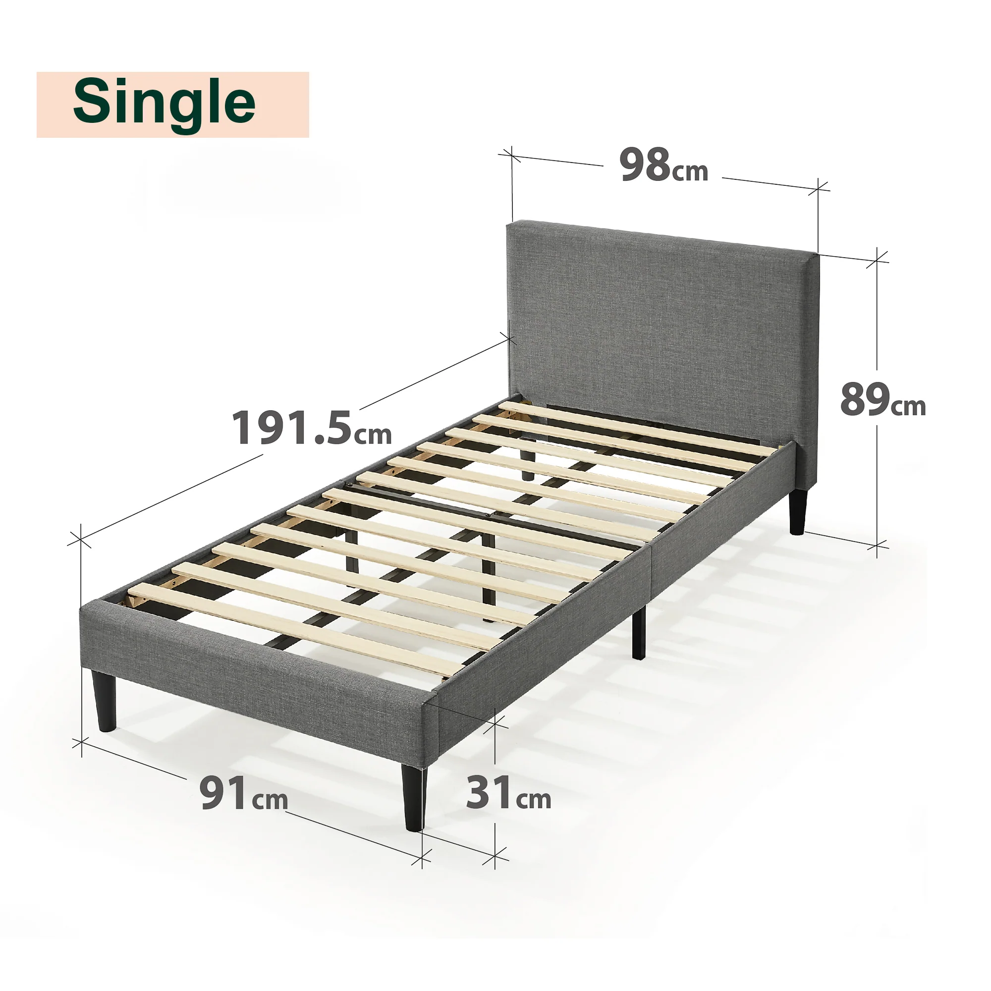 Liam Bed Frame - Dark Grey - Image 5