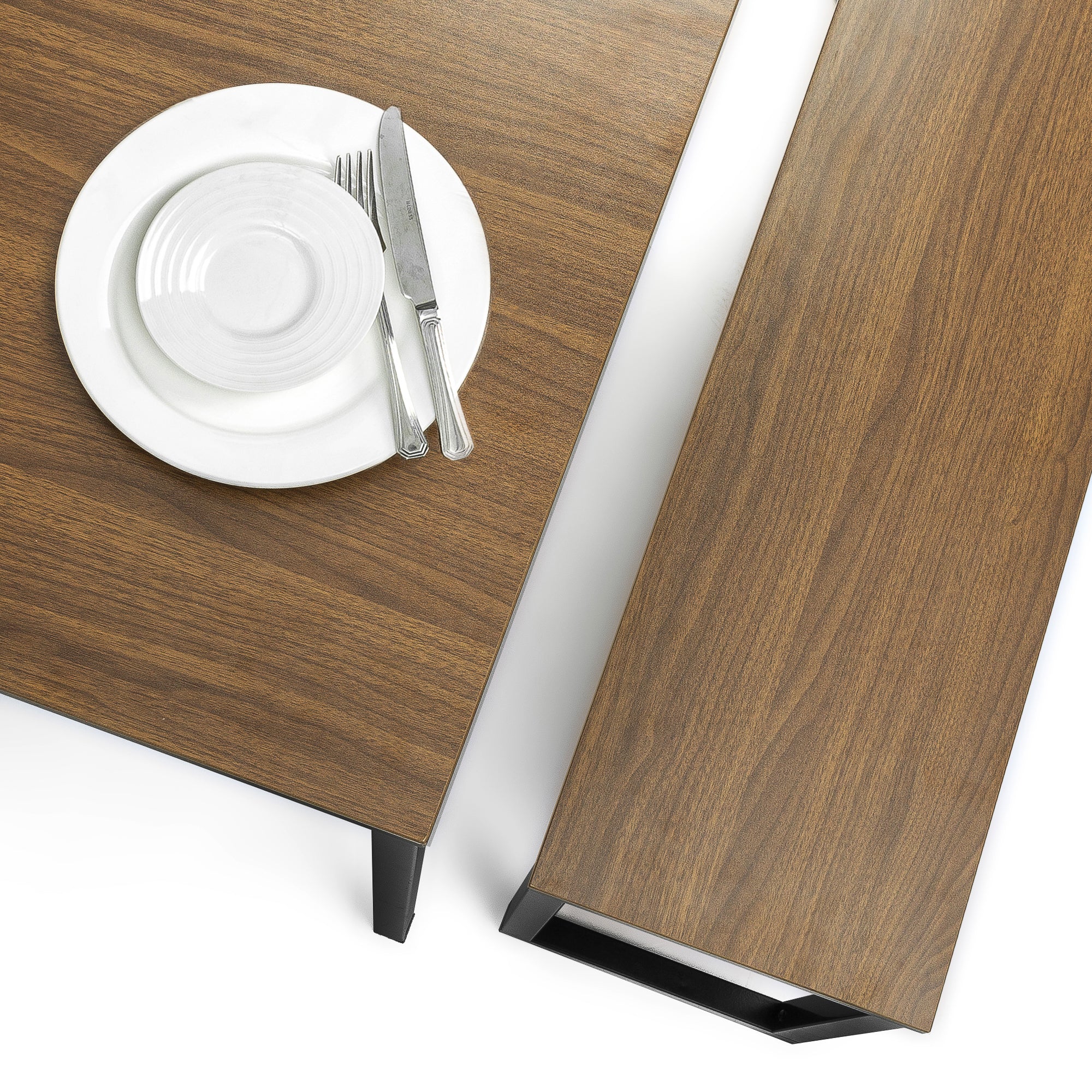 Louis Dining Set with Two Benches - Brown - Image 4