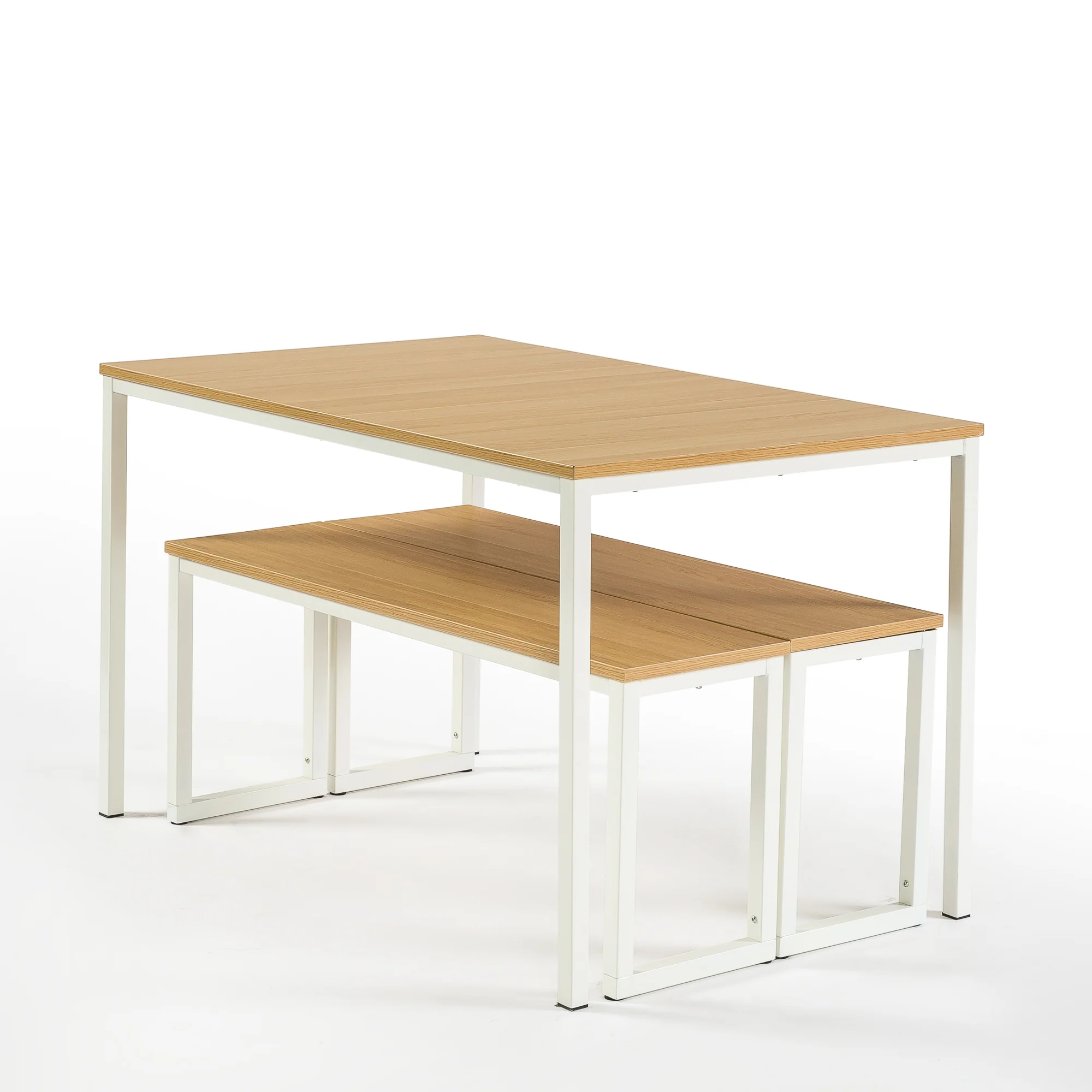 Louis Dining Set with Two Benches - White - Image 4