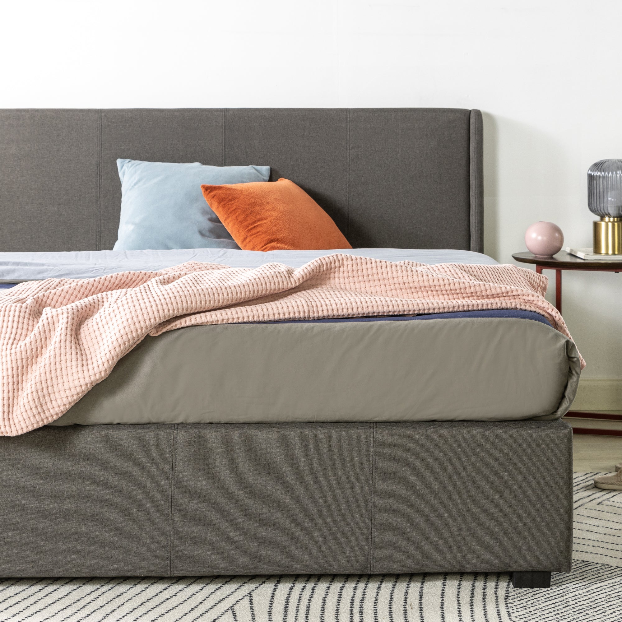 Maddon Gas Lift Fabric Bed Frame - Dark Grey - Image 4