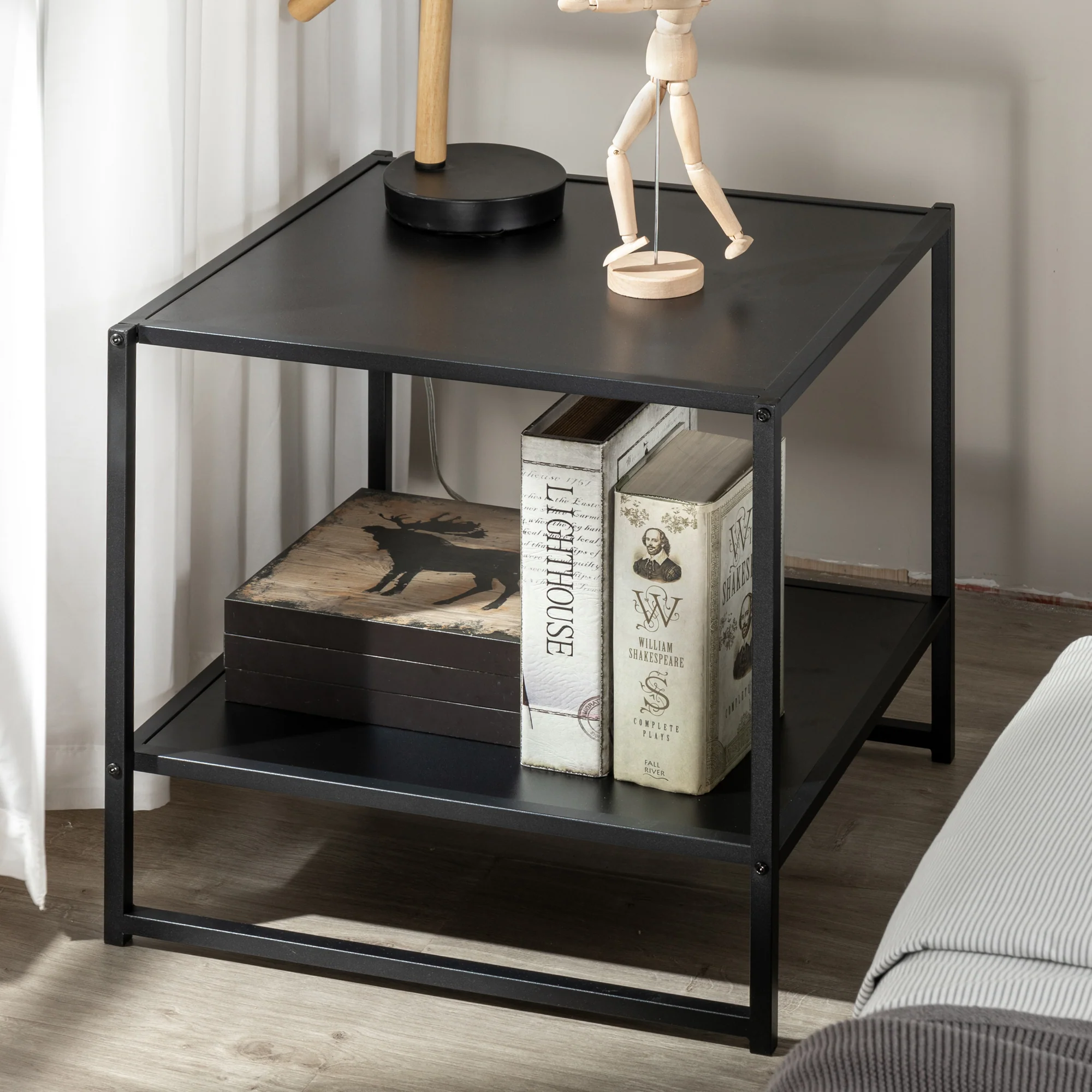 Modern Studio Collection Bedside Tables - Black - Set of 2 - Image 3