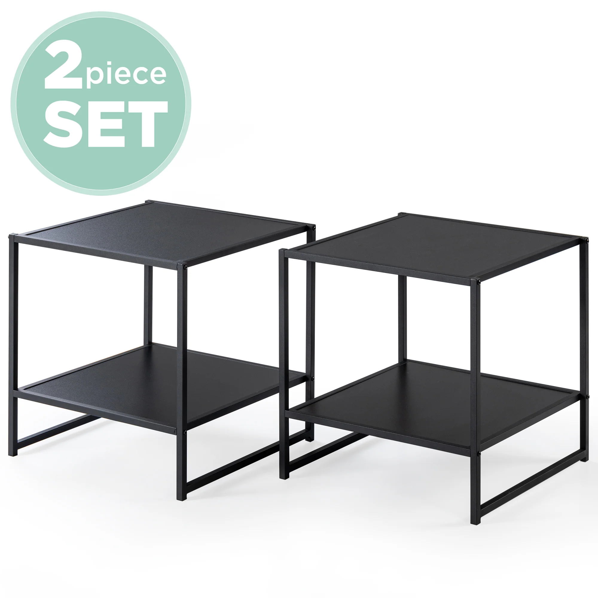 Modern Studio Collection Bedside Tables - Black - Set of 2 - Image 8
