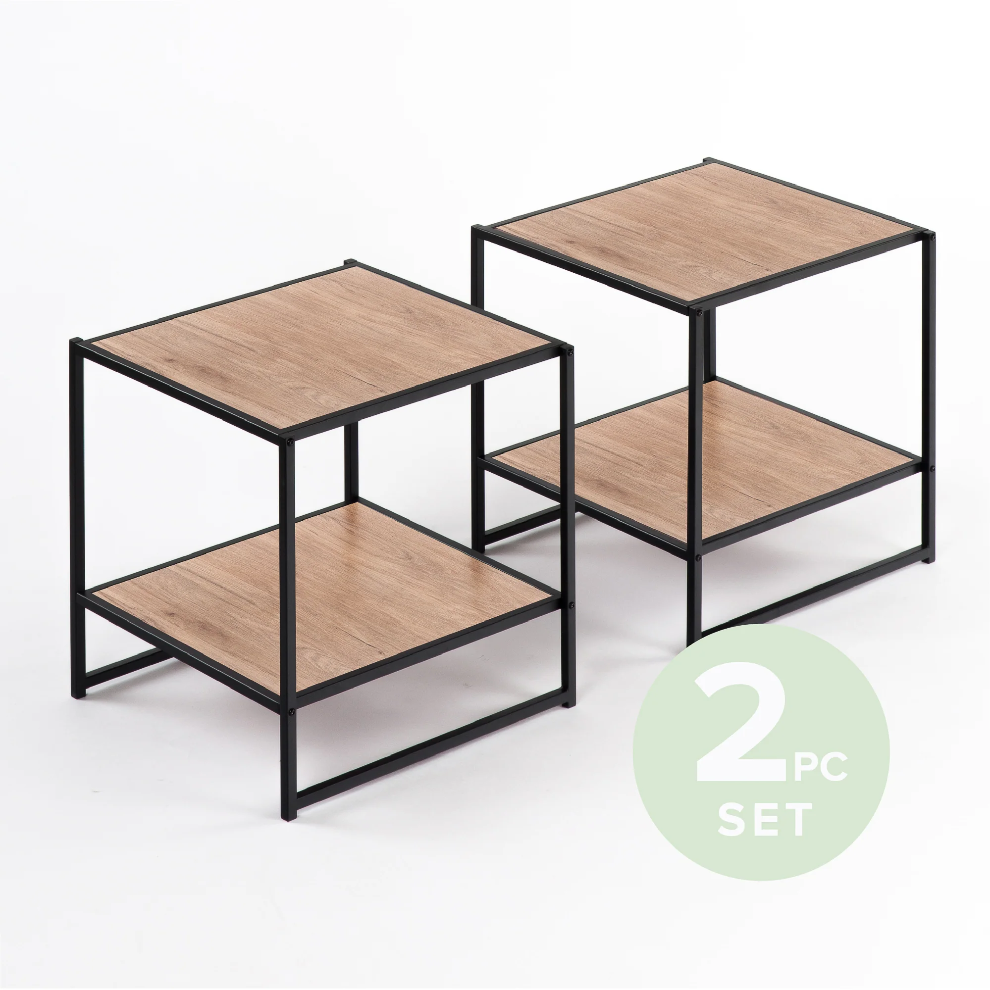 Modern Studio Collection Bedside Tables - Natural - Set of 2 - Image 5