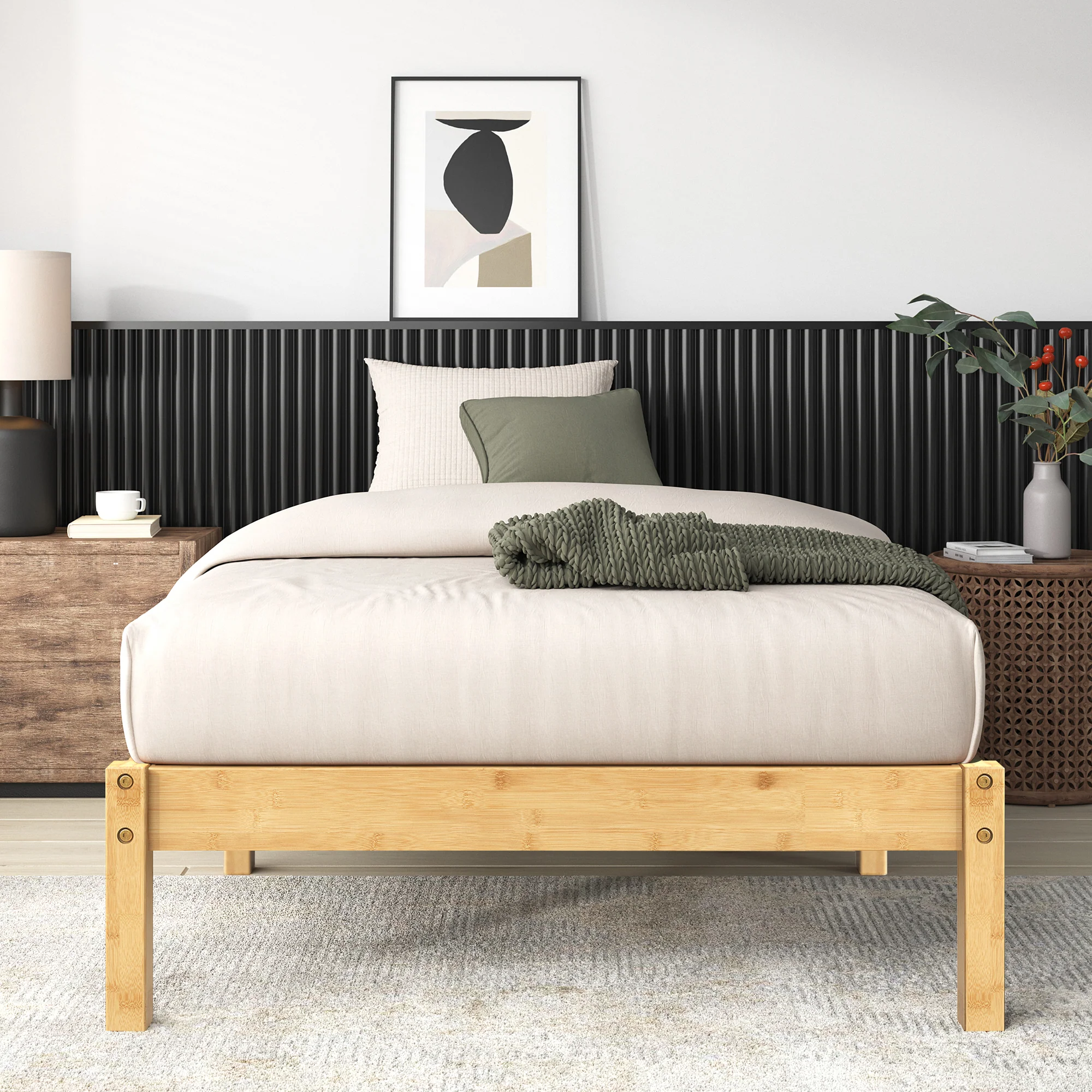 Moiz Bamboo Wood Bed Base - Image 4
