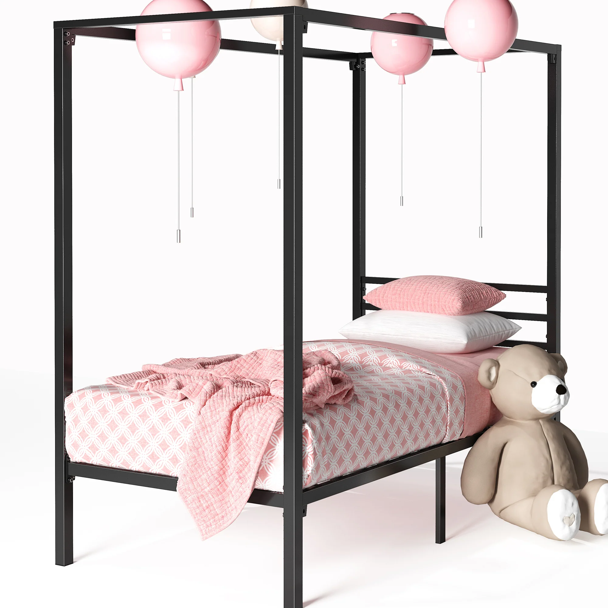Patricia Metal Canopy Bed Frame - Black - Image 9