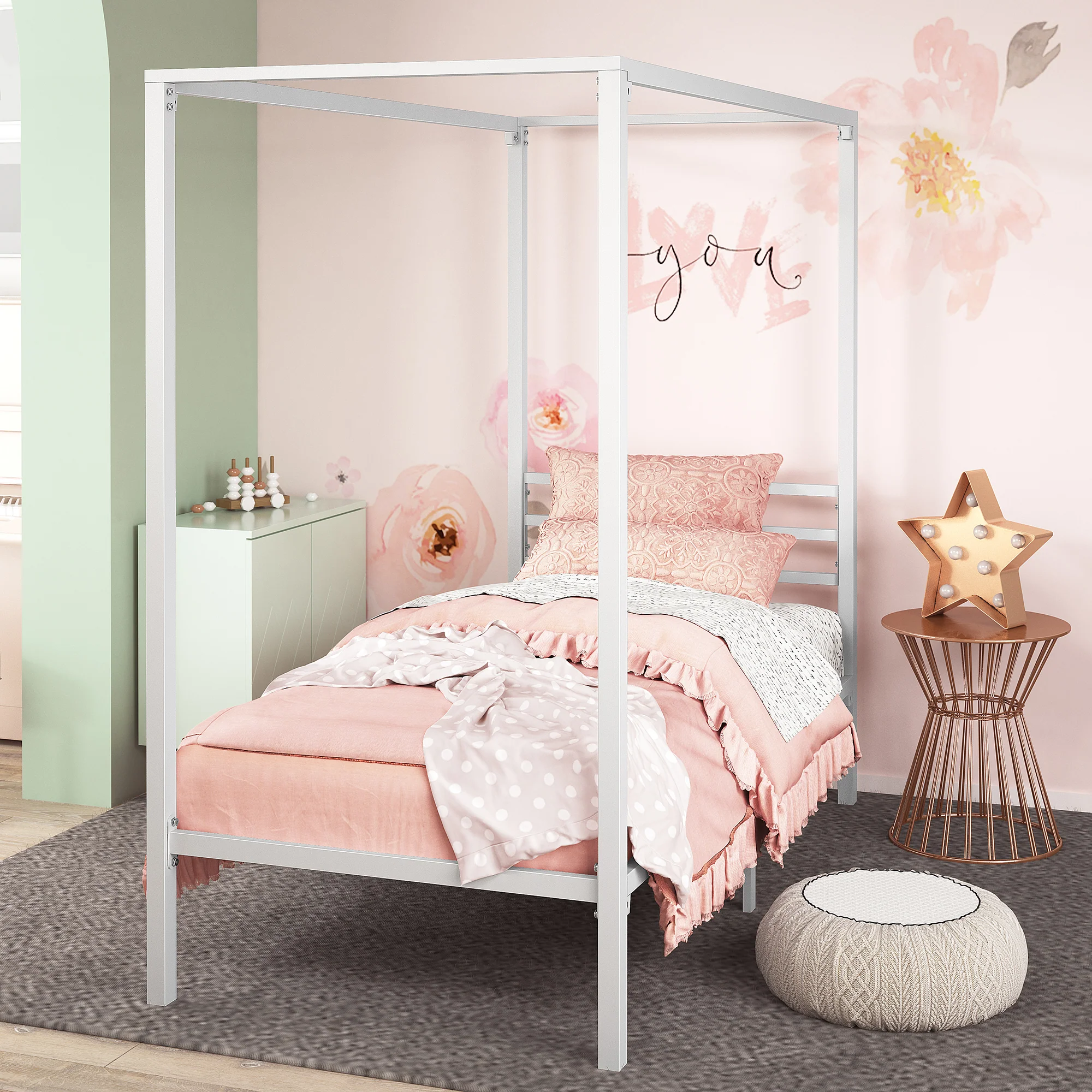 Patricia Metal Canopy Bed Frame - White - Image 10