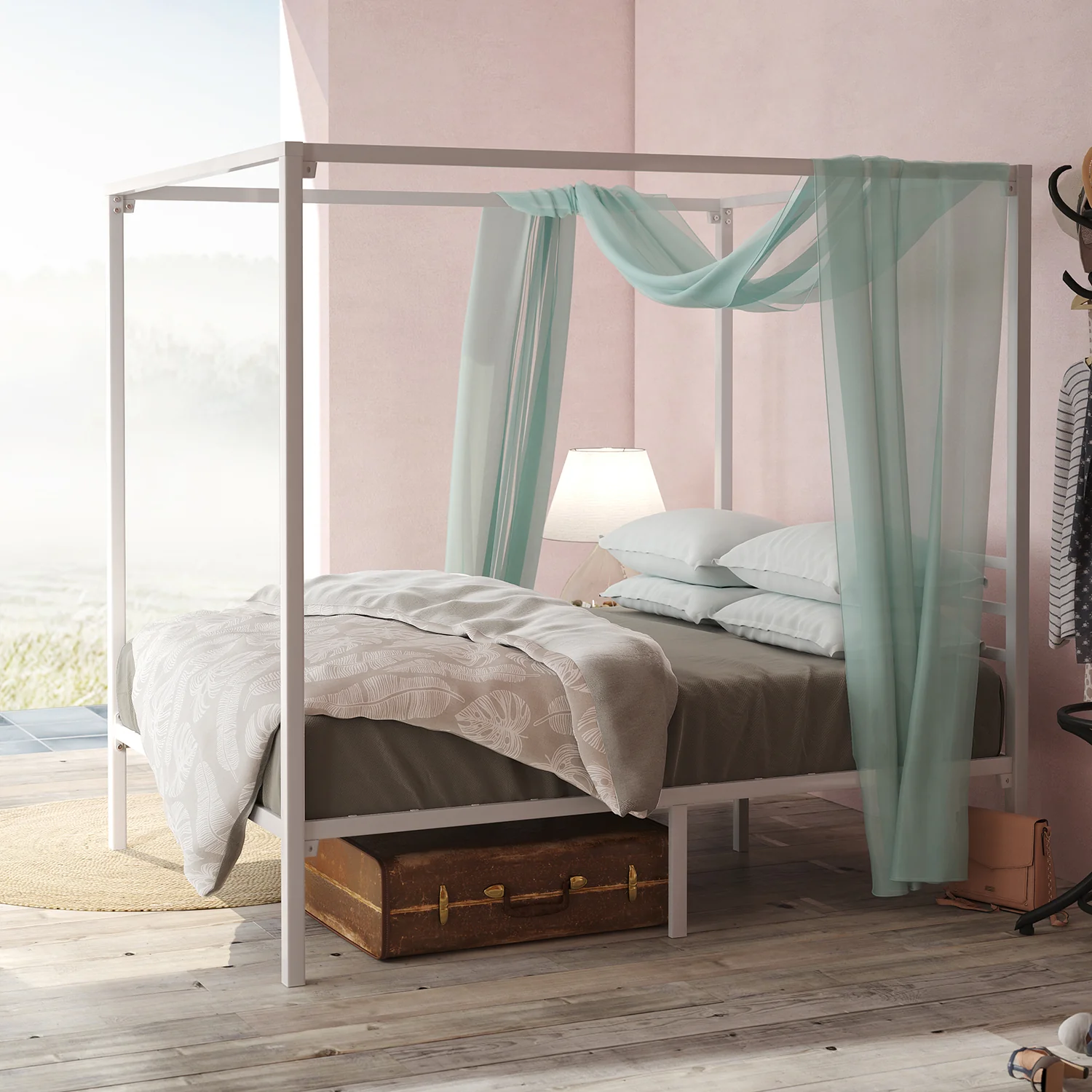 Patricia Metal Canopy Bed Frame - White - Image 3