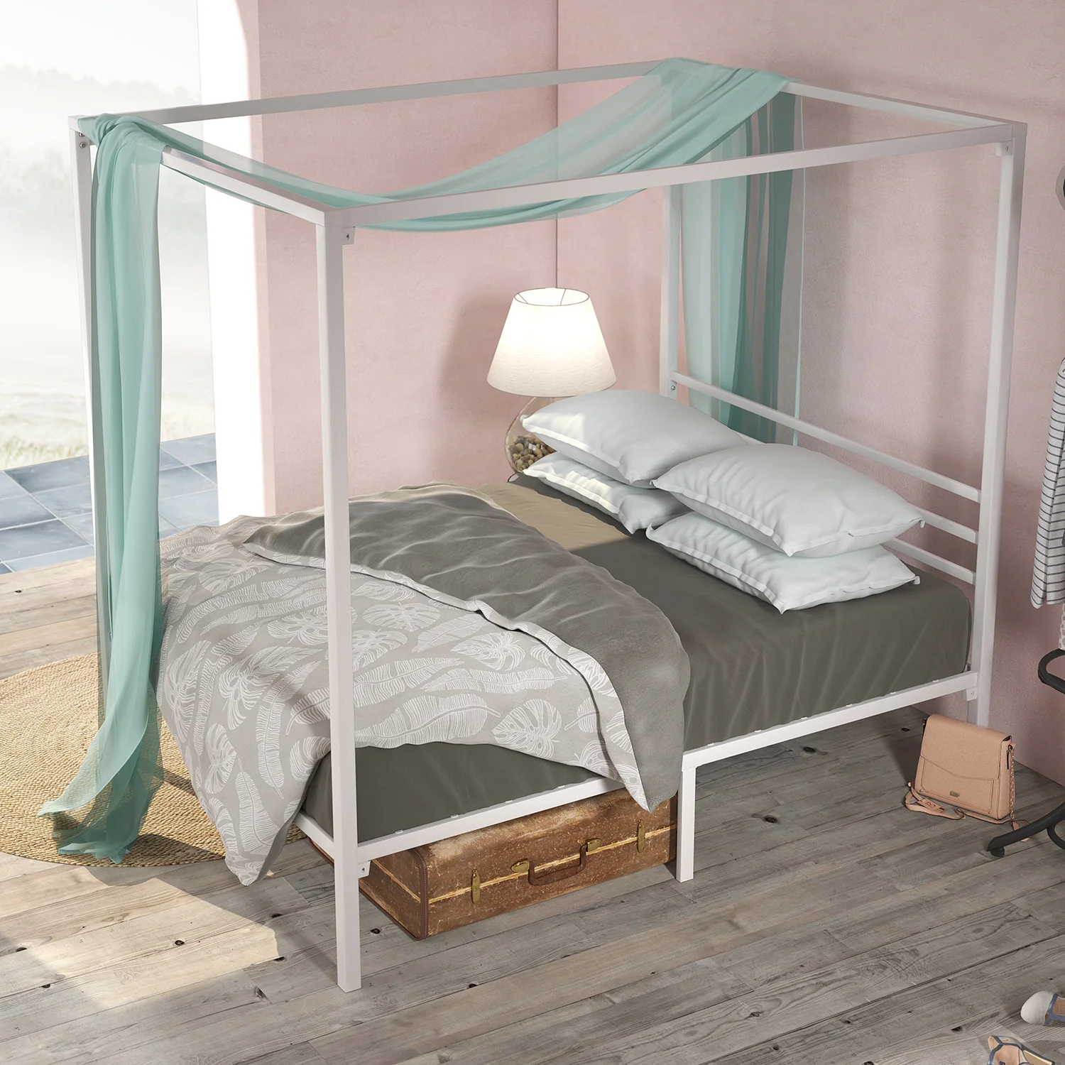 Patricia Metal Canopy Bed Frame - White - Image 4
