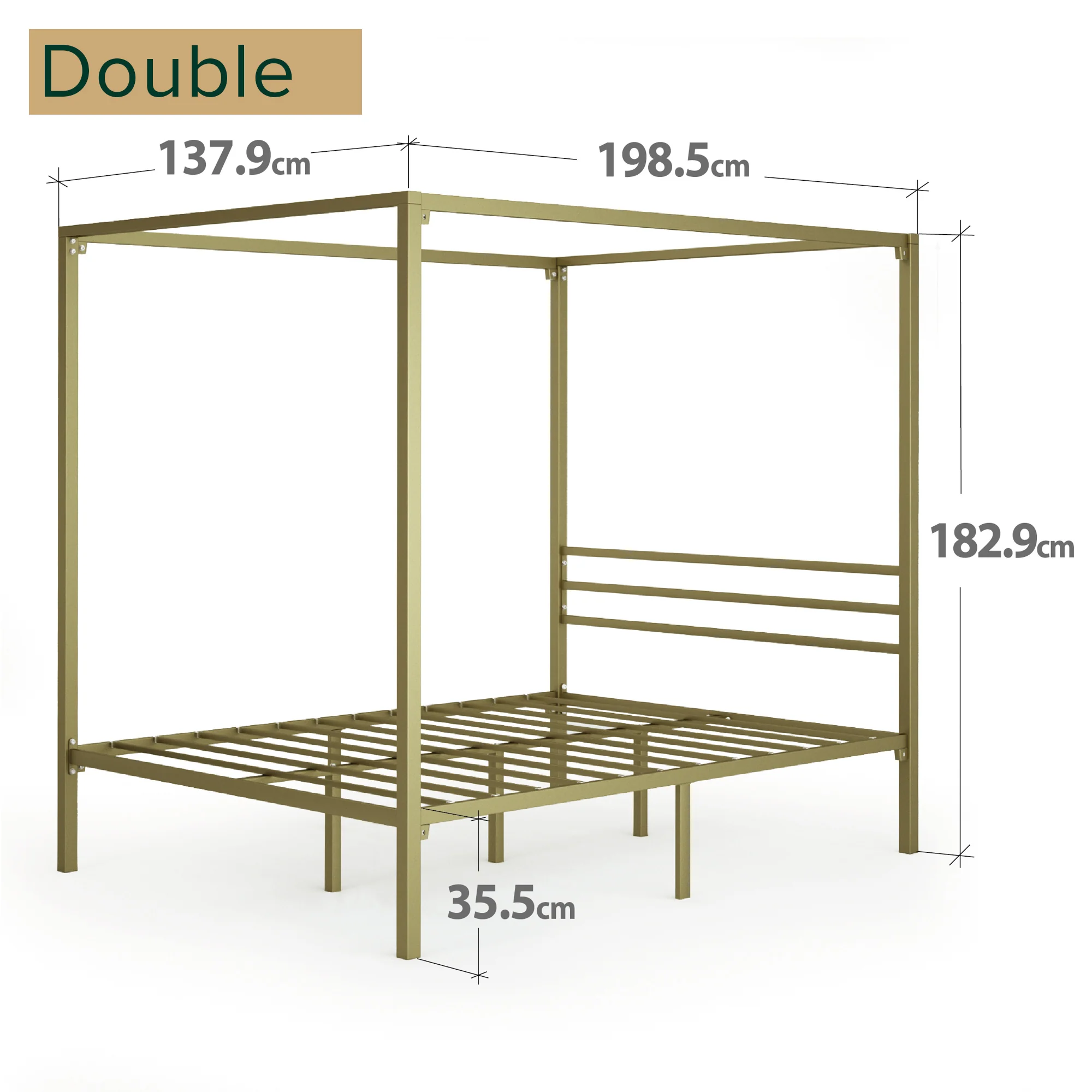 Patricia Metal Canopy Bed Frame - Gold - Image 5