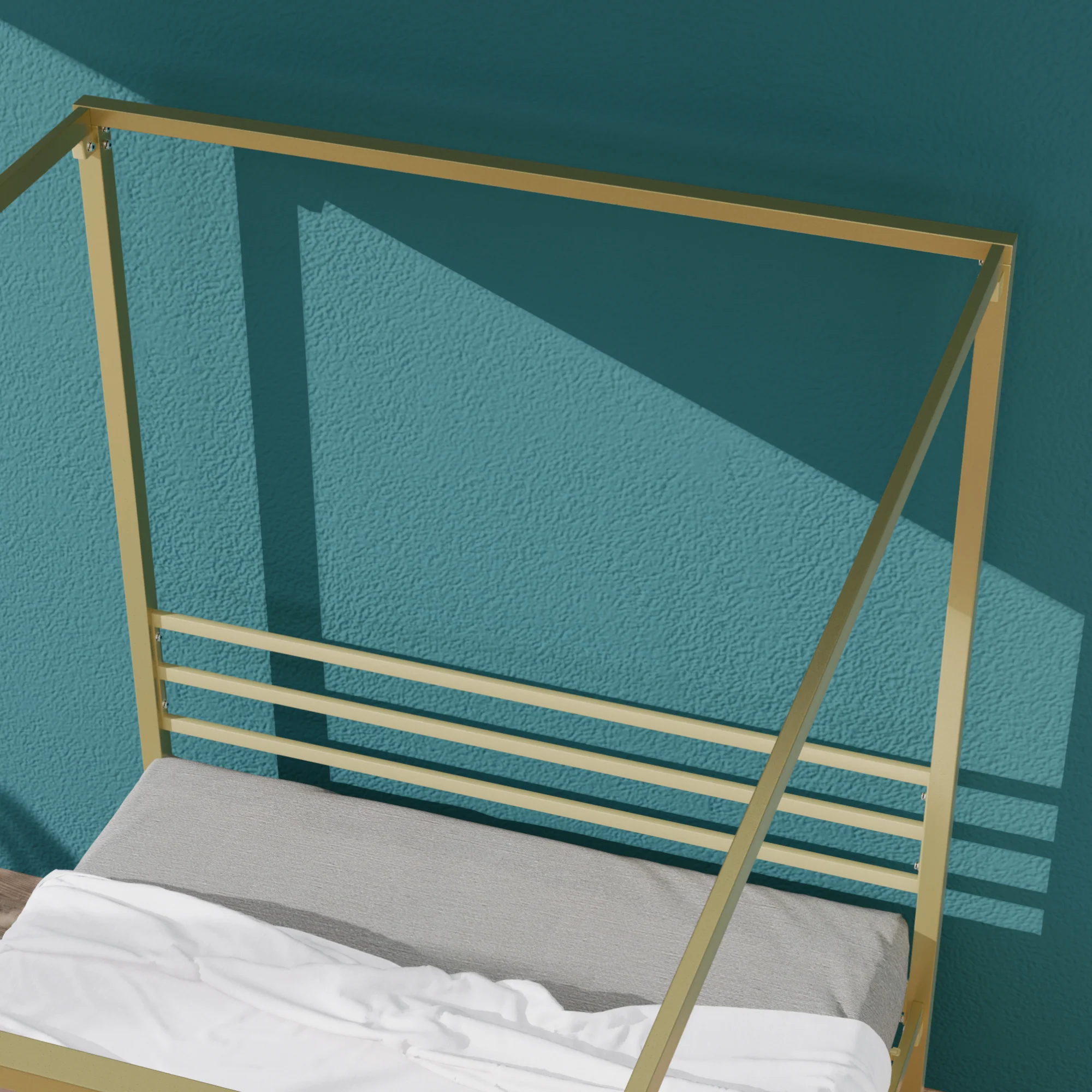 Patricia Metal Canopy Bed Frame - Gold - Image 7