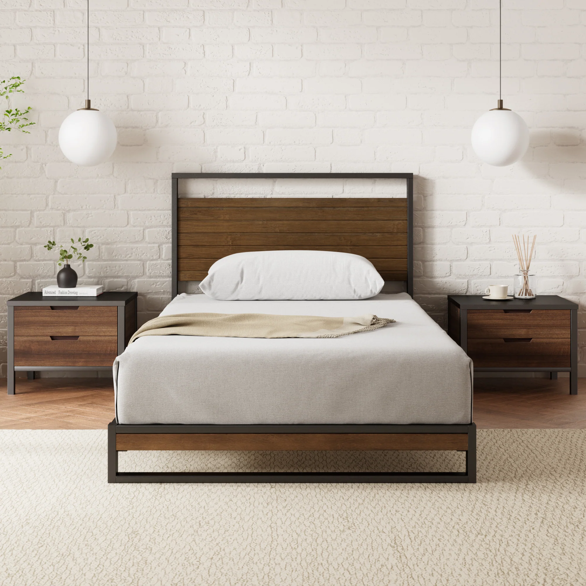 Suzanne Ironline Metal & Wood Bed Frame - Image 3