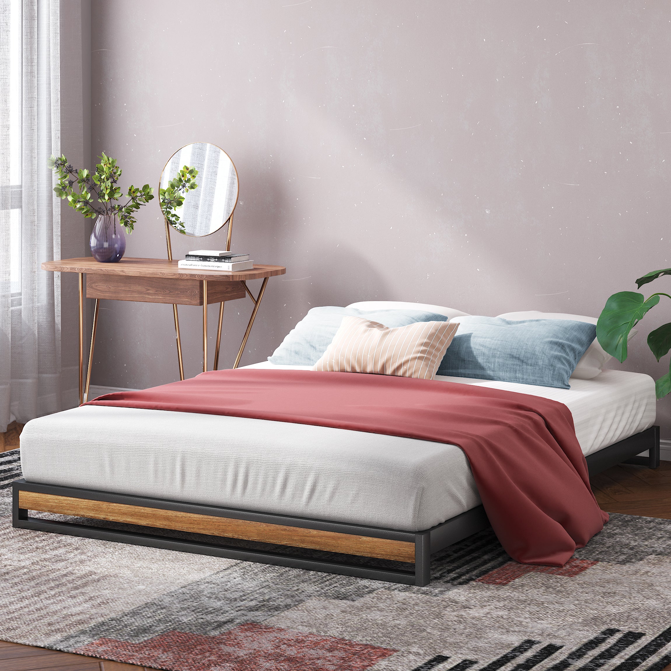 Suzanne Ironline Metal & Wood Bed Base Low Height - 15cm - Image 3