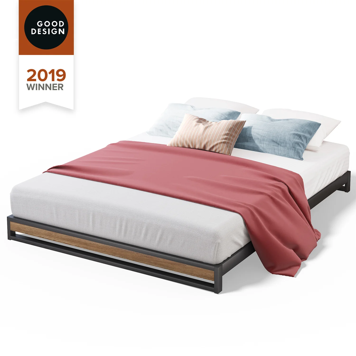 Suzanne Ironline Metal & Wood Bed Base Low Height - 15cm - Image 4