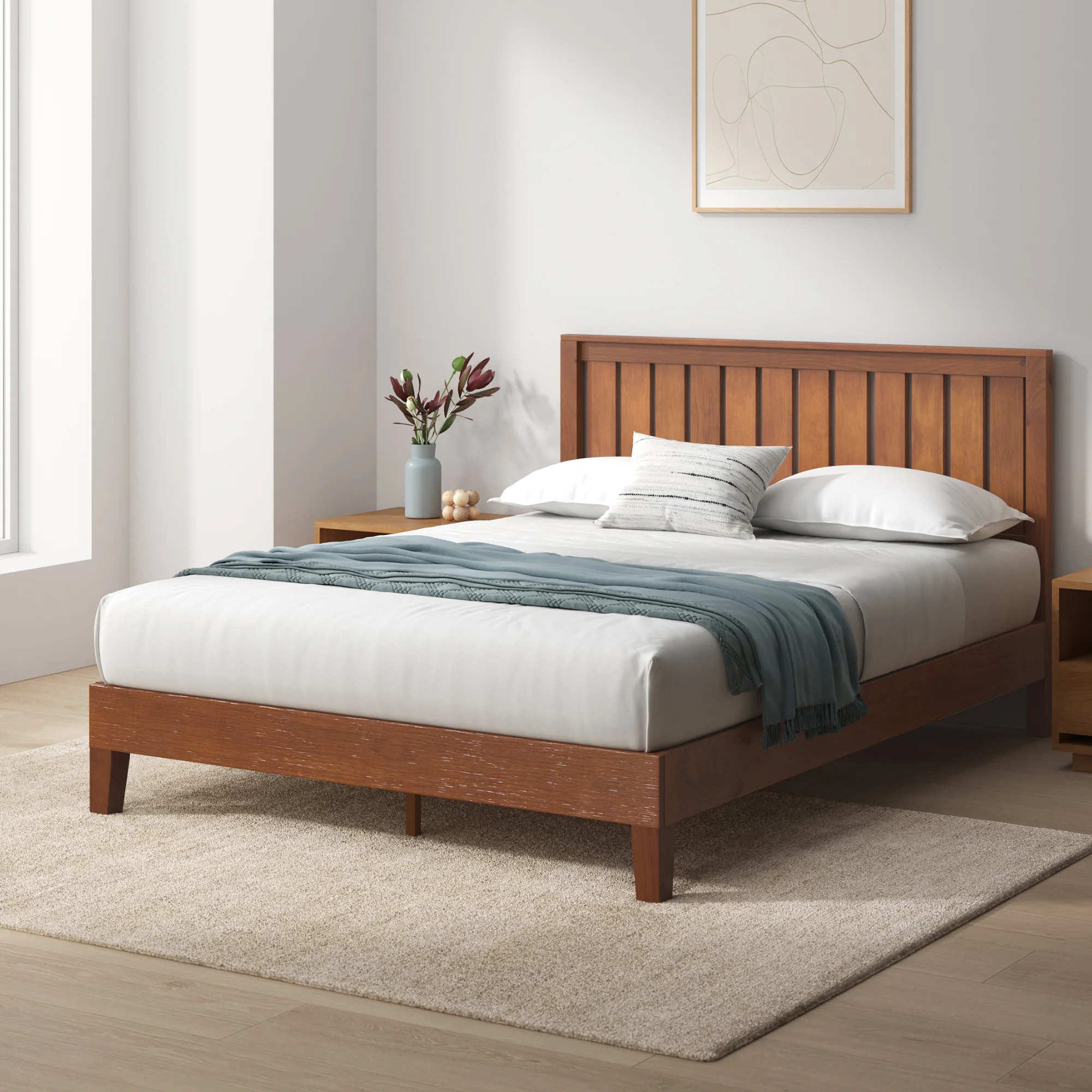 Vivek Deluxe Solid Wood Bed Frame - Espresso - Image 3