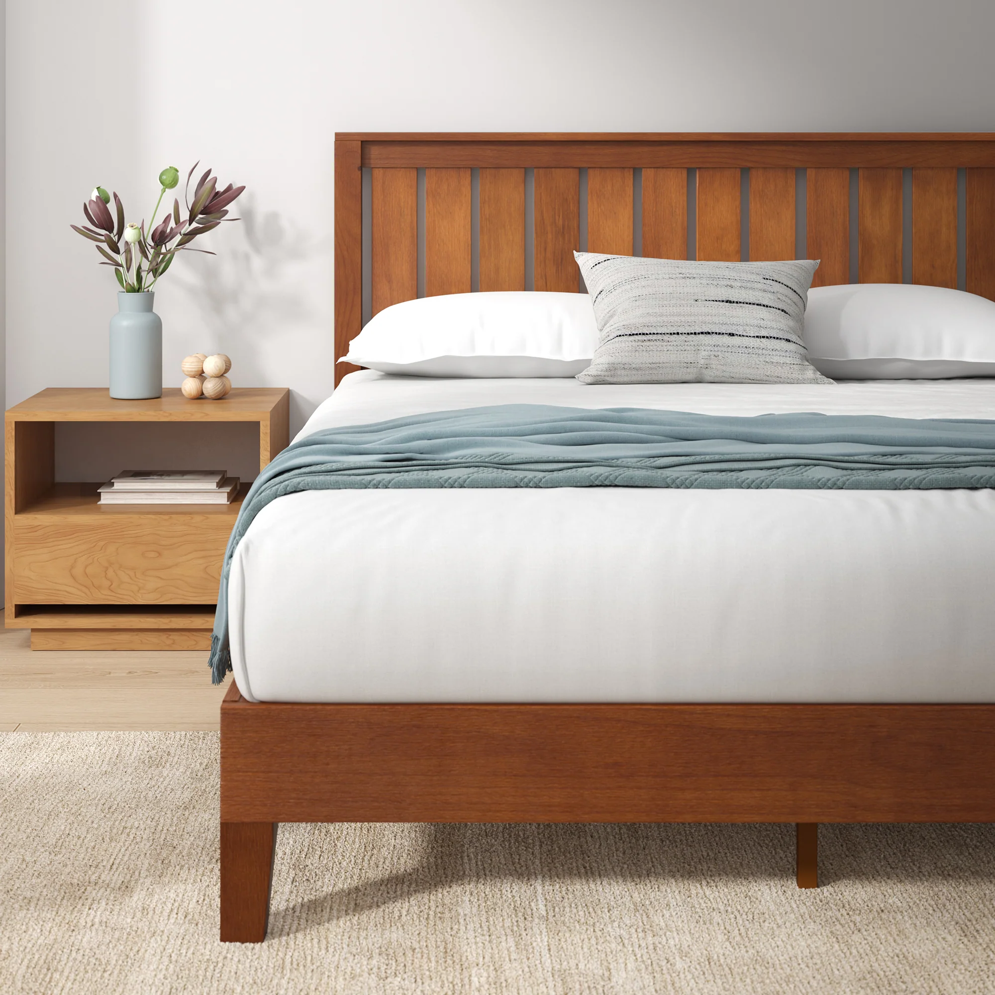 Vivek Deluxe Solid Wood Bed Frame - Espresso - Image 4