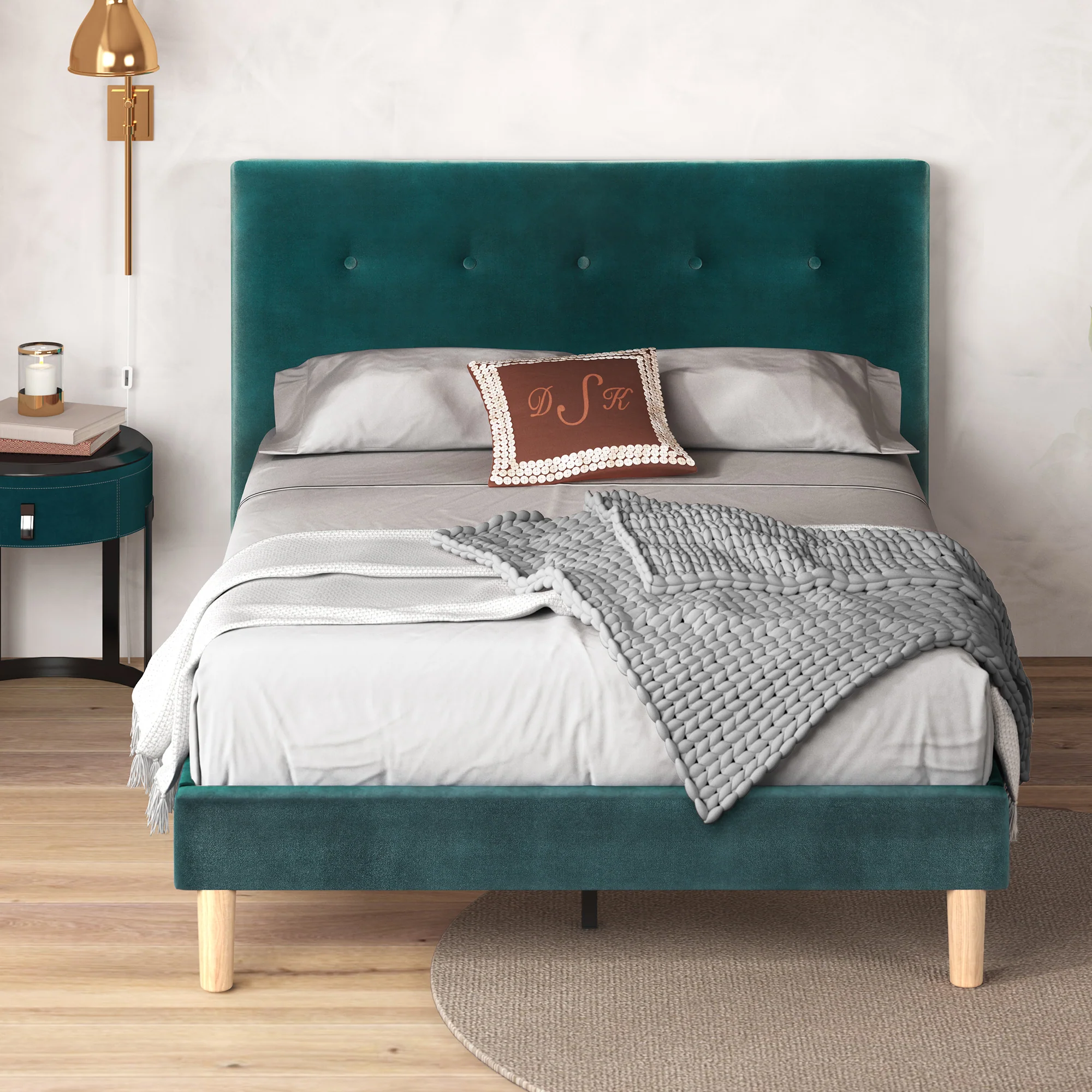 Willow Green Velvet Bed Frame - Image 2