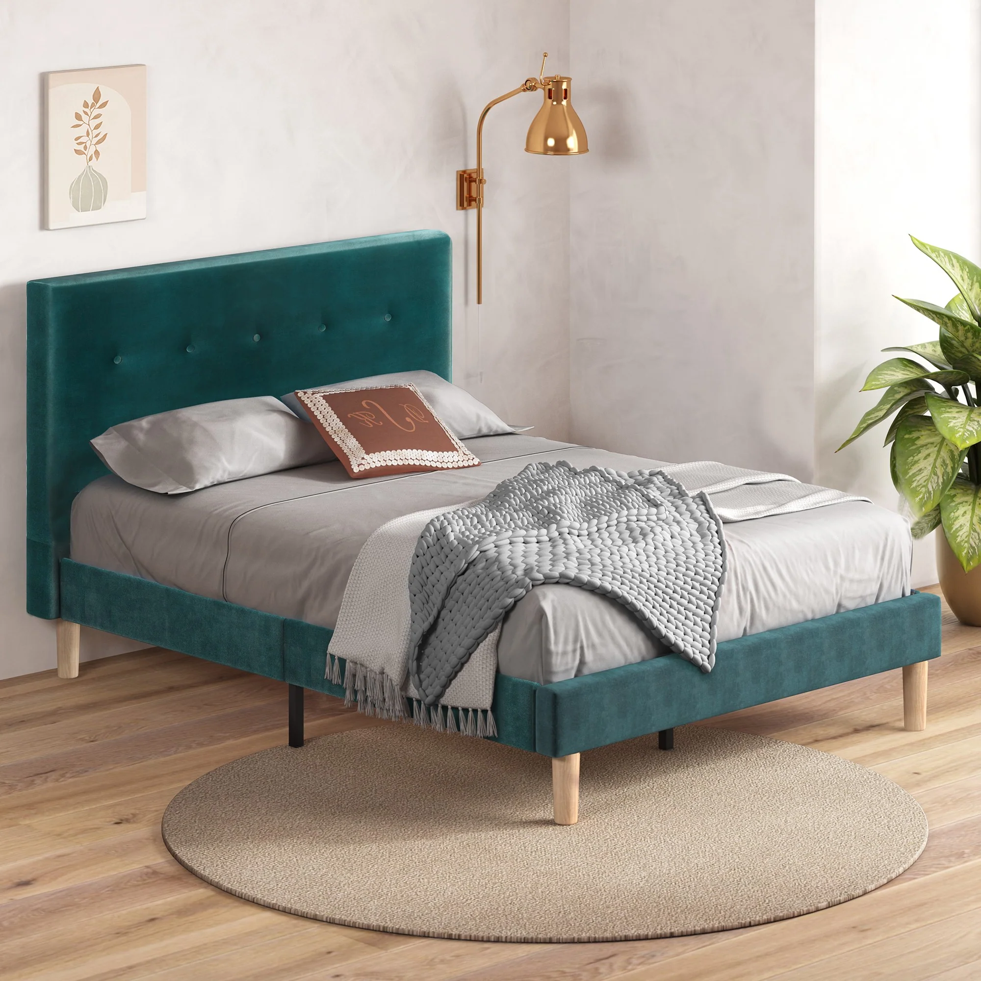 Willow Green Velvet Bed Frame - Image 3